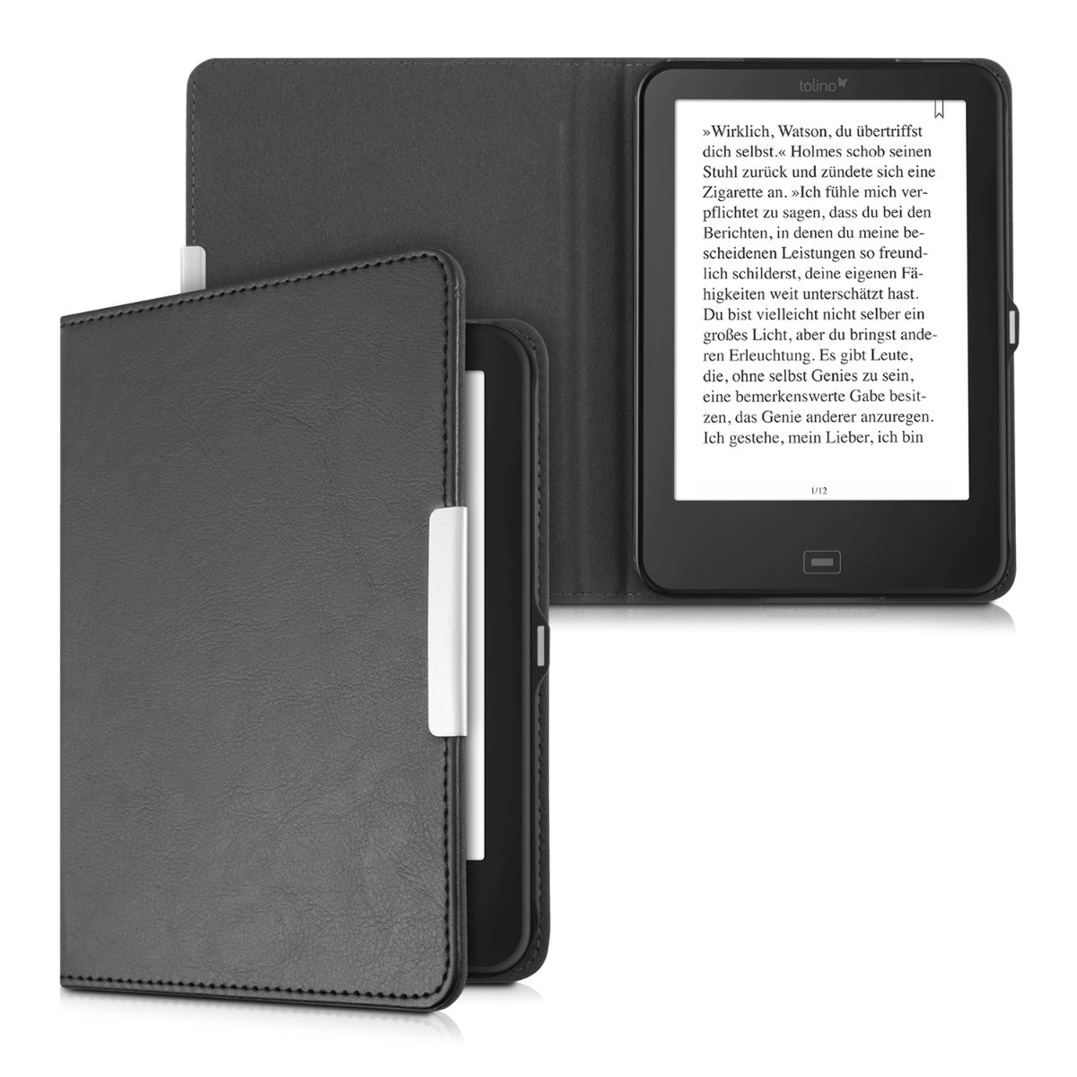 kwmobile Klapphülle kompatibel mit Tolino Shine 2 HD Hülle - eReader Case aus Kunstleder - Cover