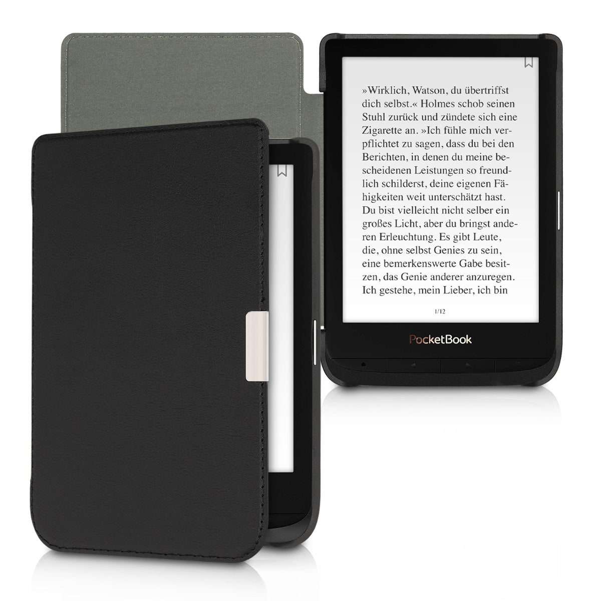 Kunstleder Hülle kompatibel mit Pocketbook Touch Lux 4/5/Touch HD 3/Color (2020)/ Vivlio Lux 5