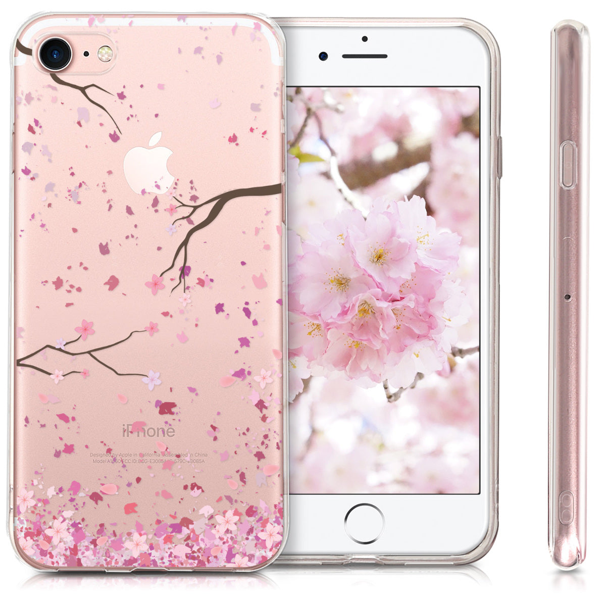 Transparente Silikon Handyhülle für Apple iPhone SE (2022) / iPhone SE (2020) / iPhone 8 / iPhone 7 Kirschblüten