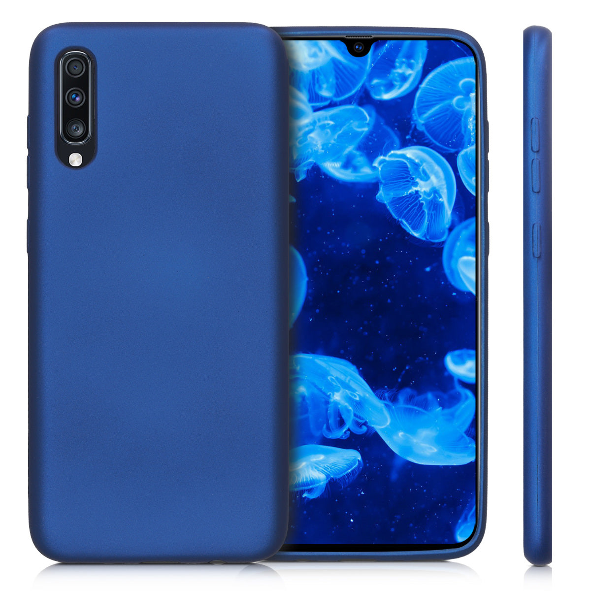 kwmobile Handyhülle für Samsung Galaxy A70 Hülle - Silikon Case metallisch schimmernd - Schutzhülle Cover