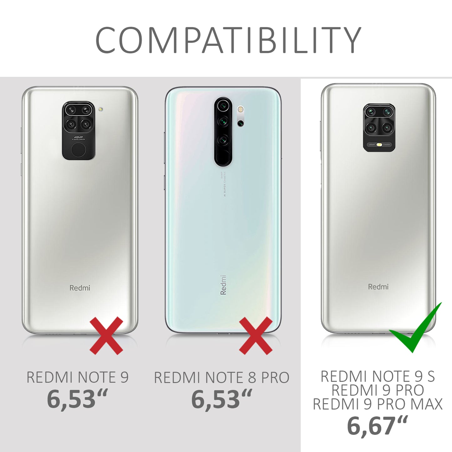 kwmobile Necklace Case kompatibel mit Xiaomi Redmi Note 9S / 9 Pro / 9 Pro Max Hülle - Silikon Cover mit Handykette