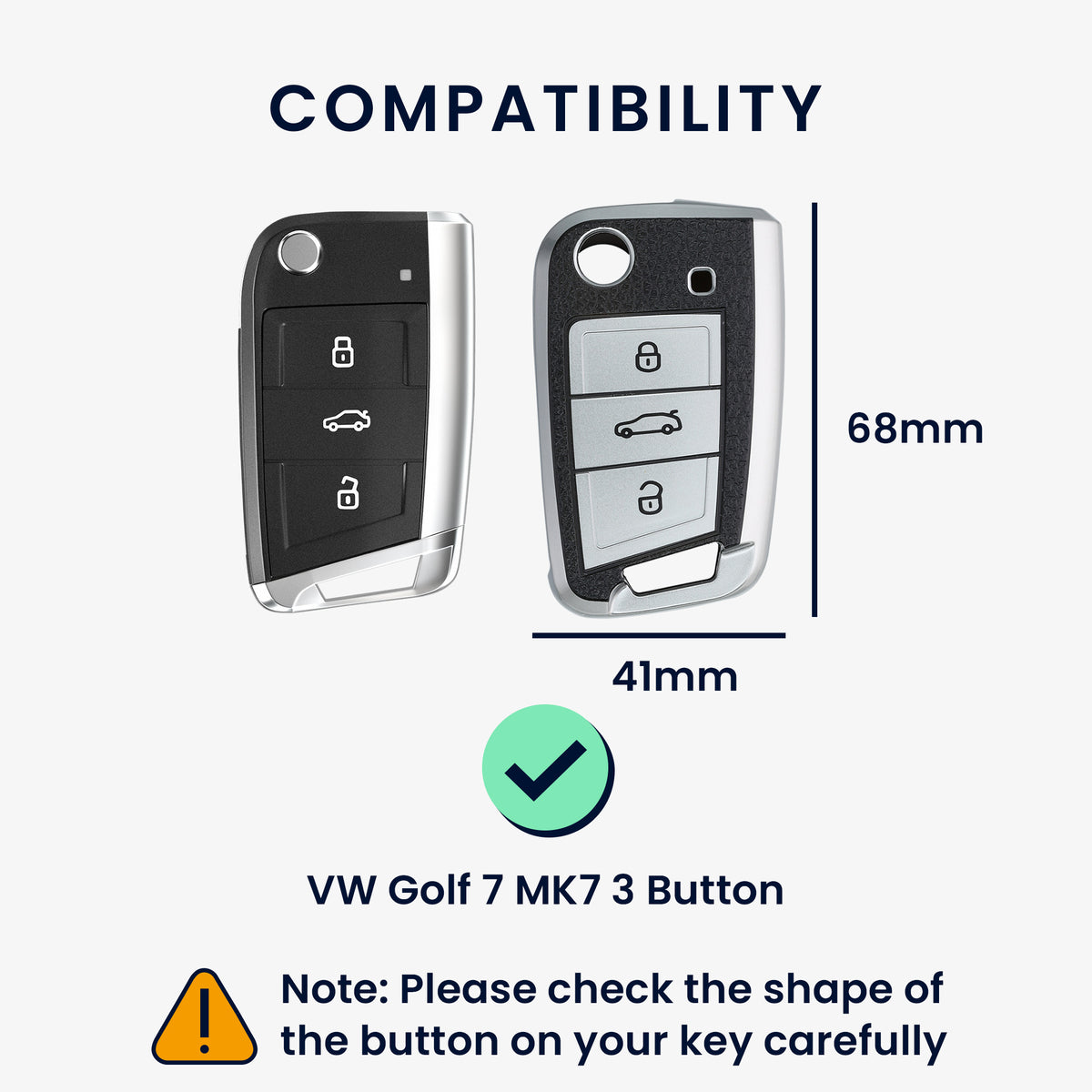 VW Golf 7 MK7 3-Tasten Autoschlüssel TPU Schlüsselhülle Lederoptik