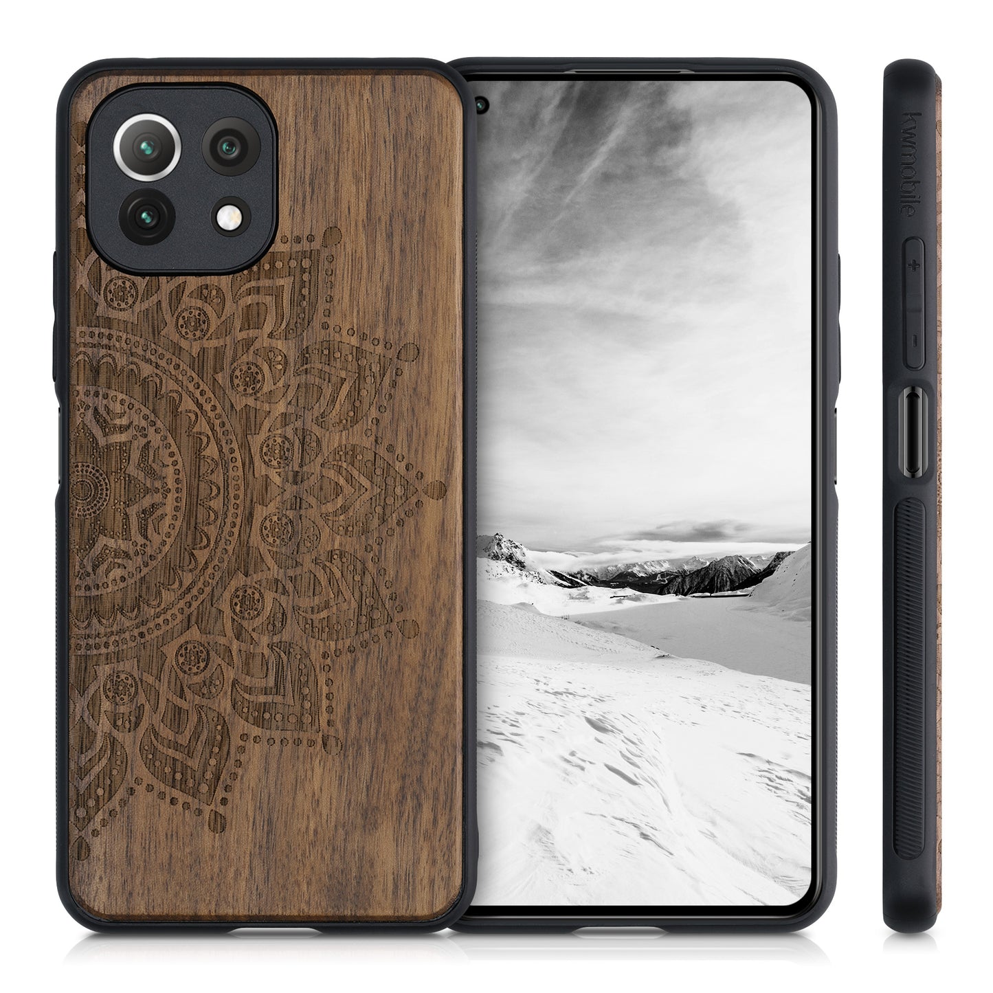 Holz Hardcase mit TPU Bumper für Xiaomi 11 Lite (5G) NE / Mi 11 Lite (5G) Aufgehende Sonne