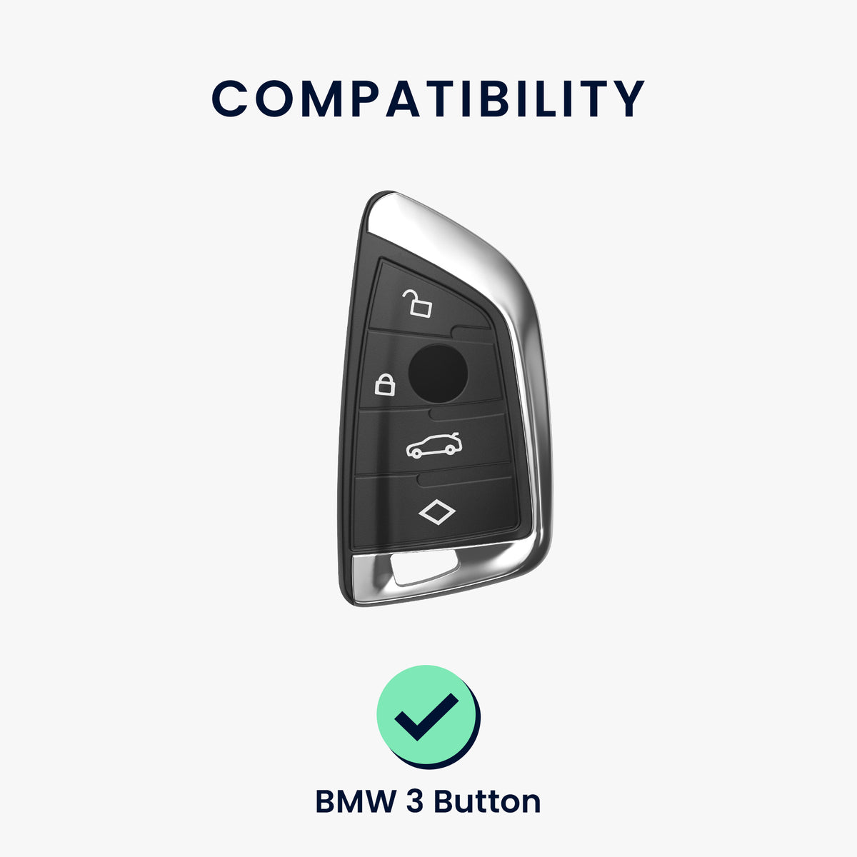 BMW 3-Tasten Smart Key Autoschlüssel Silikon Schlüsselhülle mit lackierten Knöpfen und Rahmen