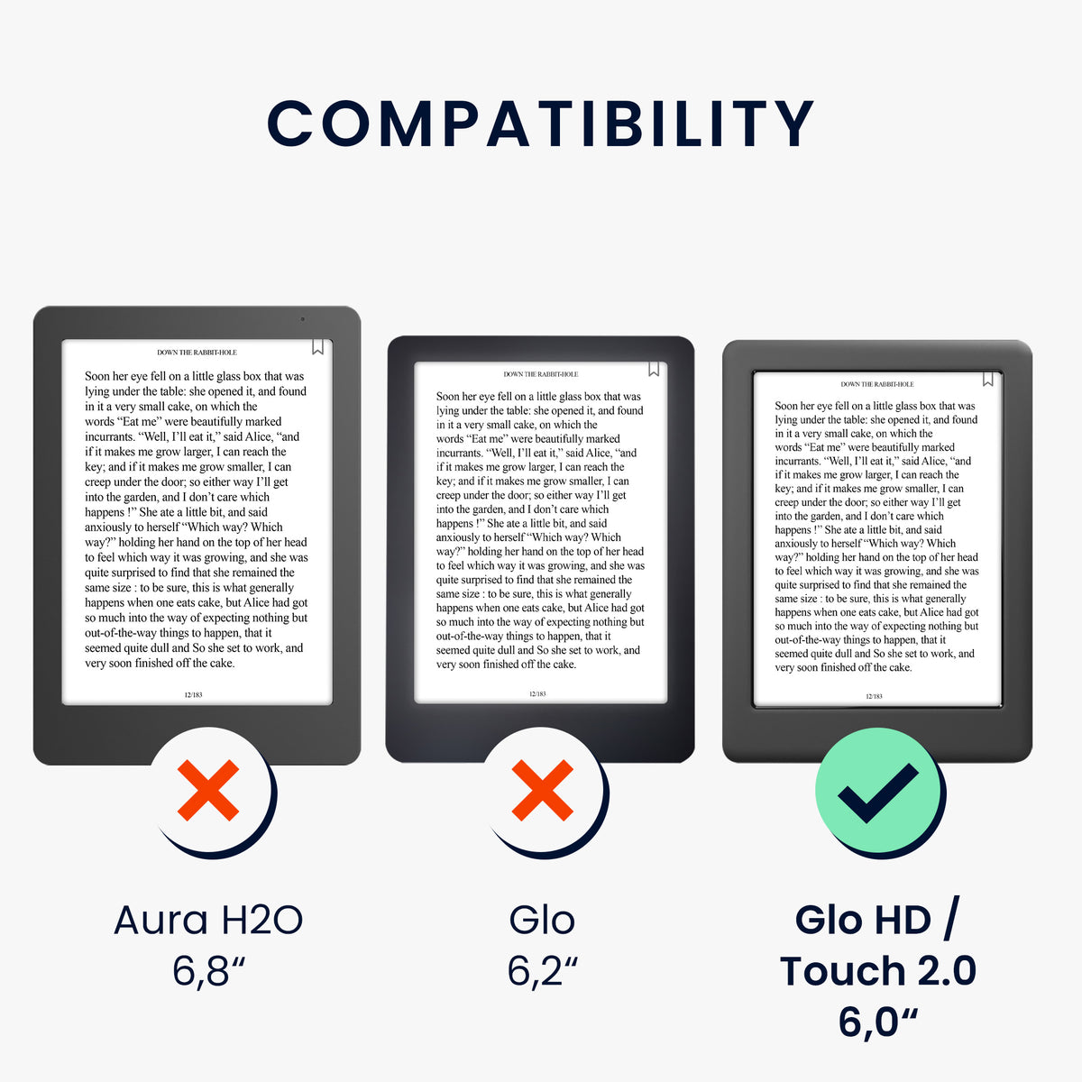 Kobo Glo HD / Touch 2.0 mit Auto-Sleep eReader Hülle
