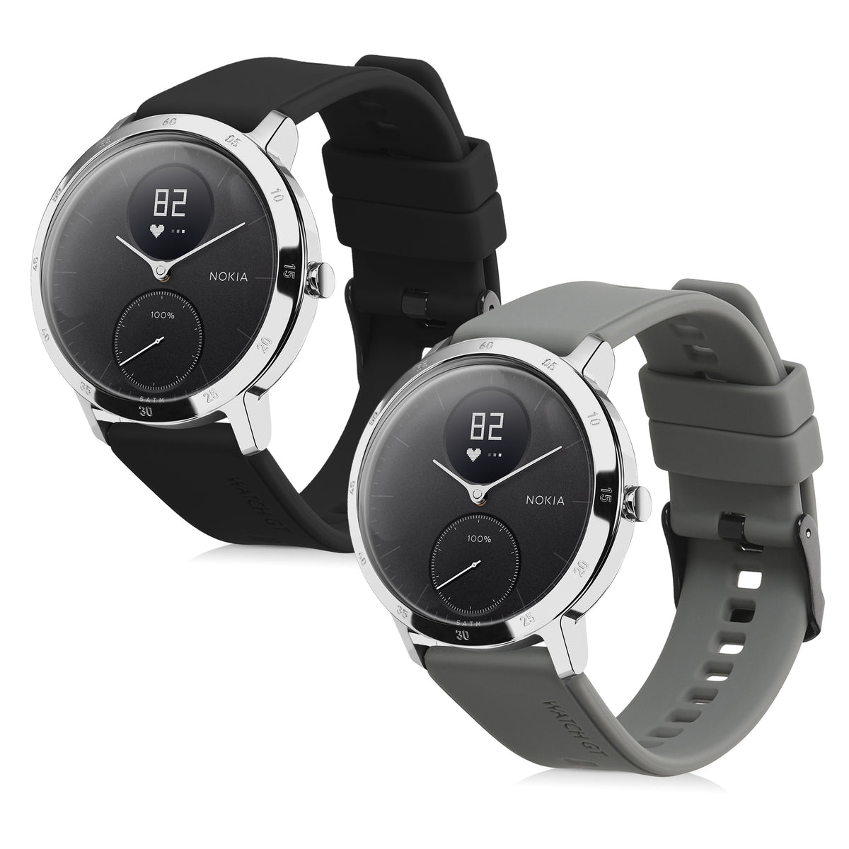 kwmobile 2x Uhrenarmband für Withings ScanWatch 42mm / Steel HR 40mm / ScanWatch Horizon Armband - Fitnesstracker Band