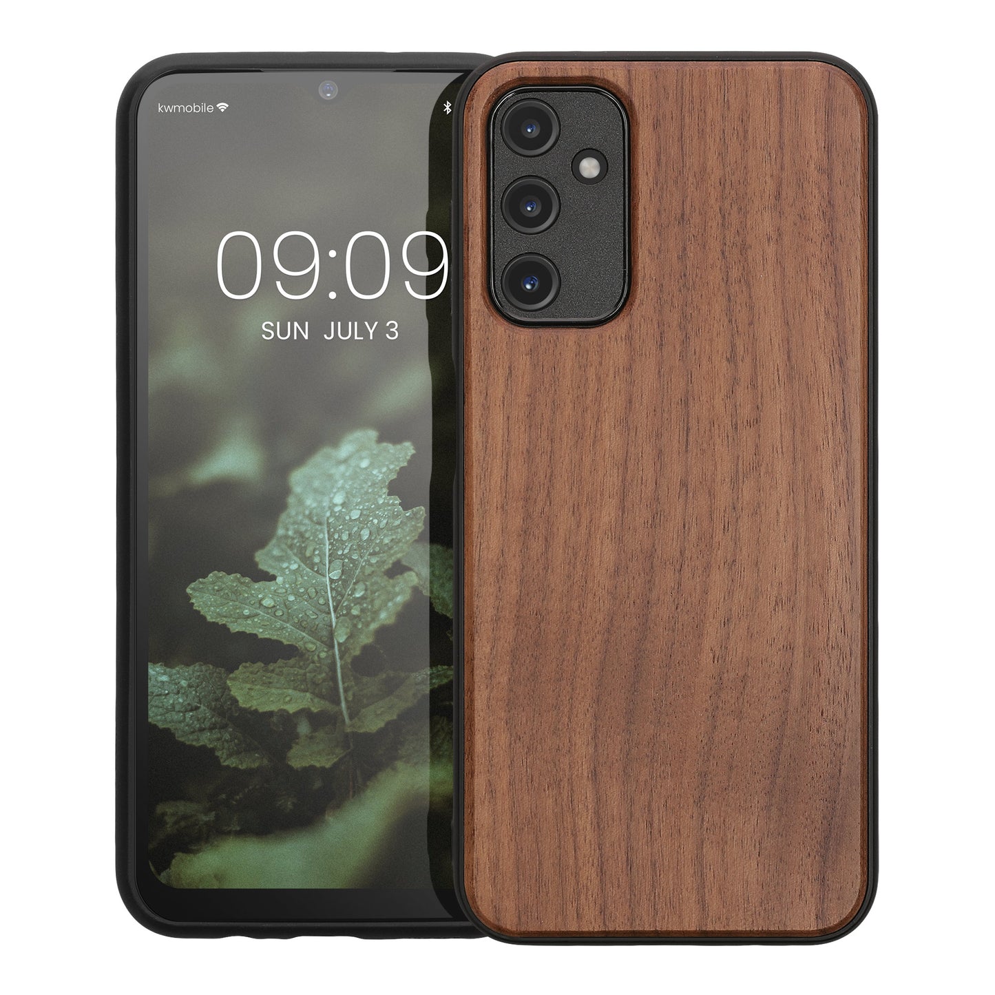 Samsung Galaxy A14 5G stoßfestes Hardcase mit TPU Bumper Holz Walnuss