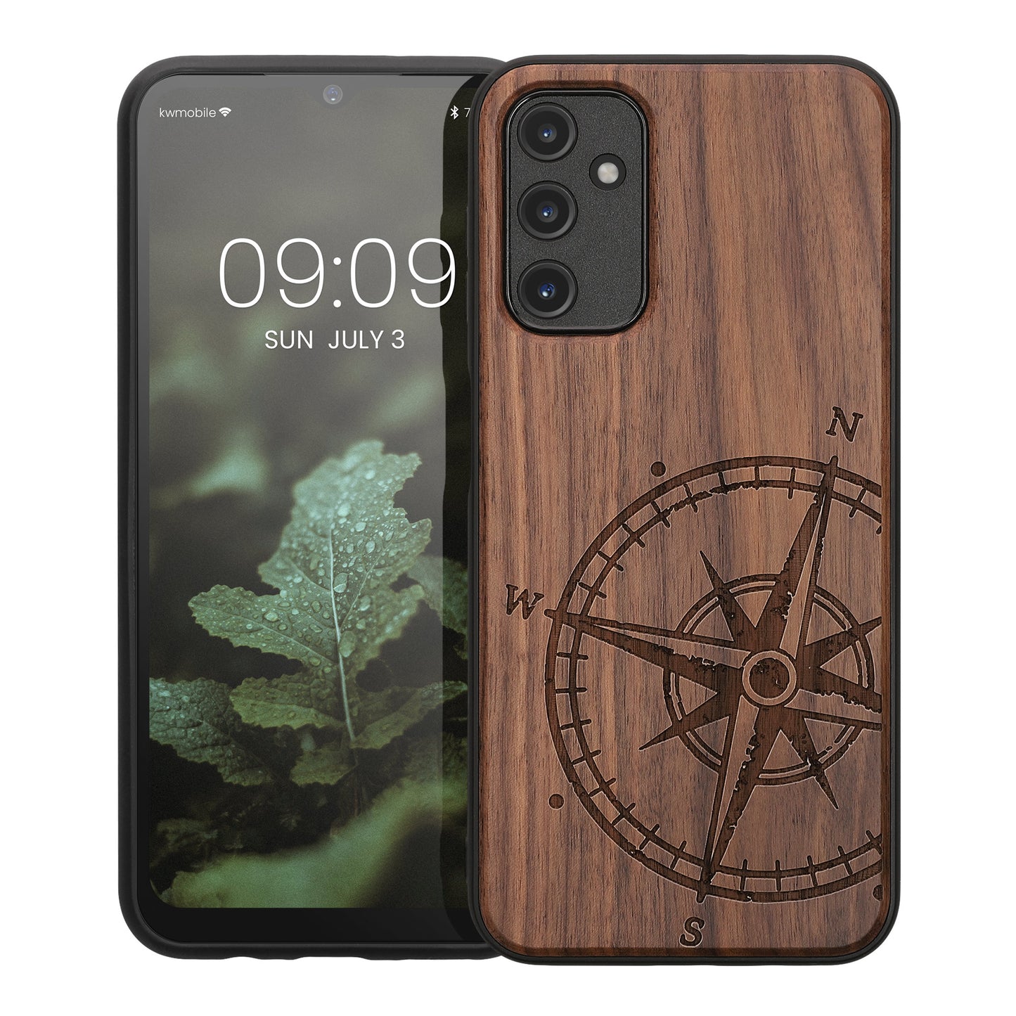 Samsung Galaxy A14 5G stoßfestes Hardcase mit TPU Bumper Holz Kompass