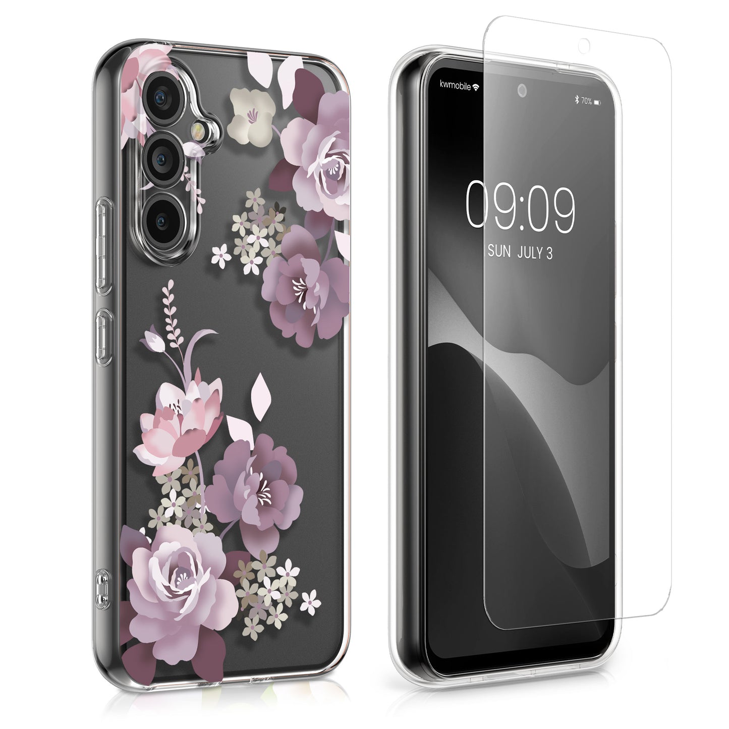 kwmobile Hülle kompatibel mit Samsung Galaxy A54 5G Handyhülle - Silikon Case transparent - Mit Glas Schutzfolie