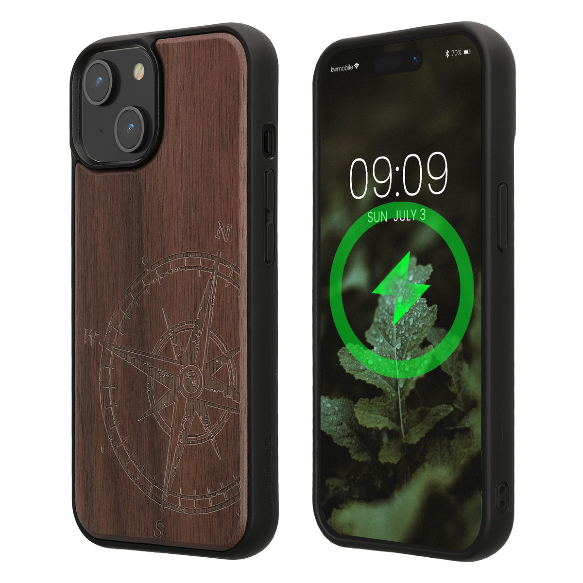 iPhone 15 Holz Handyhülle mit MagSafe Kompass Vintage KWM0000235O001C