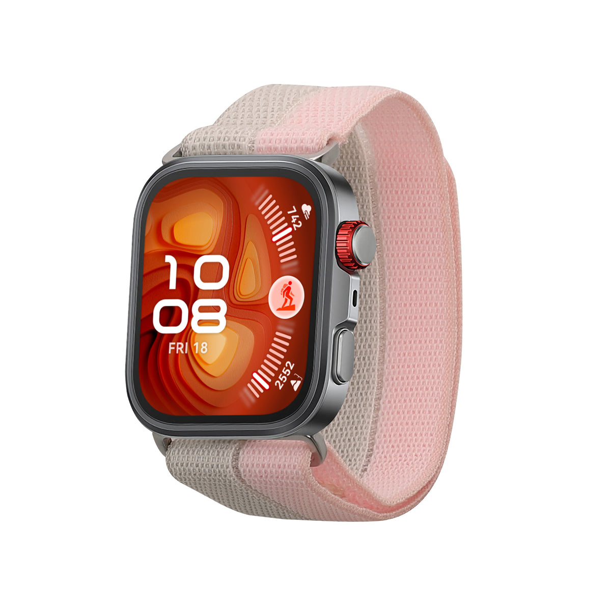 kwmobile Armband kompatibel mit Huawei Watch Fit 4 Pro / Watch Fit 4 / Fit 3 - Nylon Fitnesstracker Sportarmband Band in Altrosa Silber - Innenmaße von Altrosa