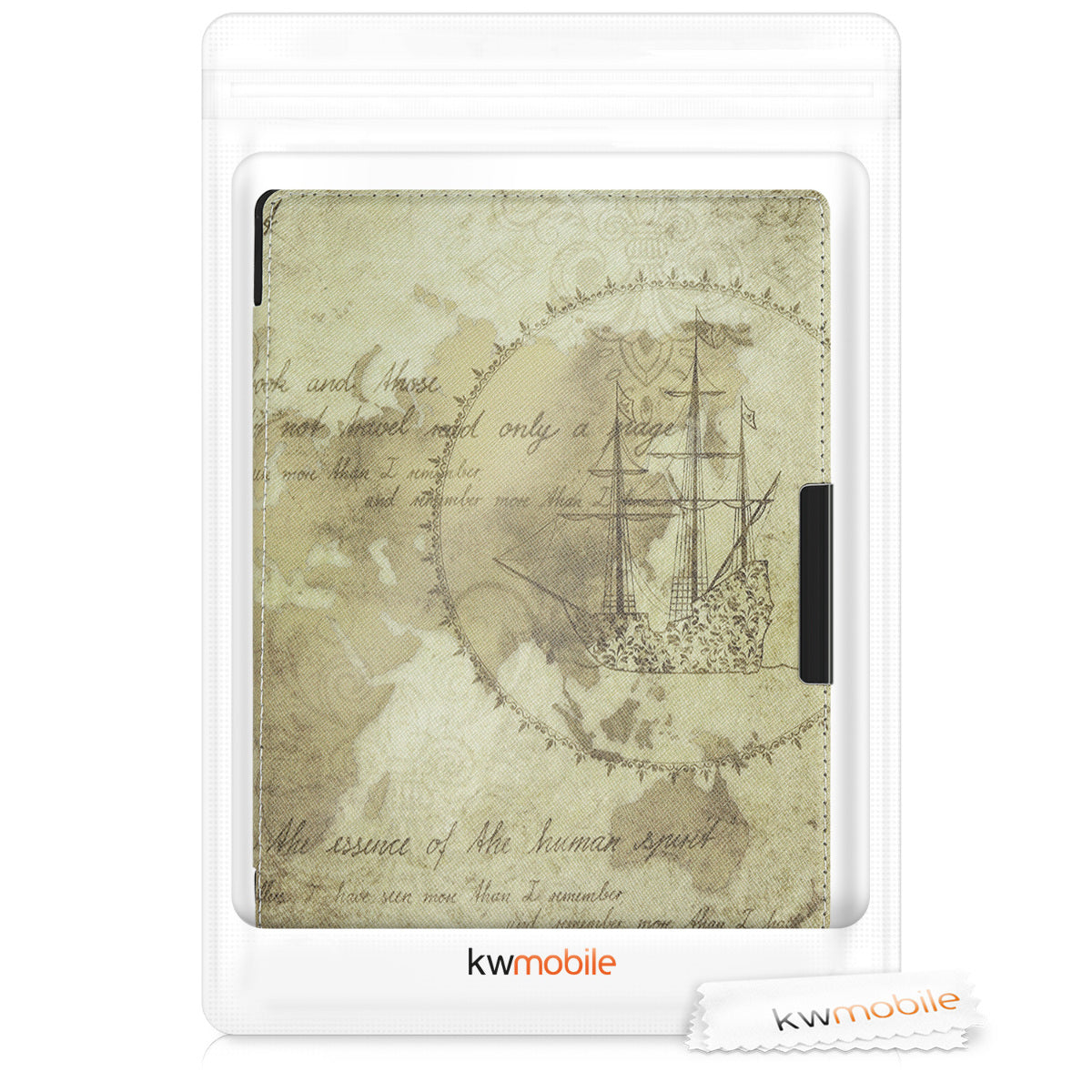 kwmobile Schutzhülle für Pocketbook InkPad 3 / 3 Pro / Color / Vivlio InkPad 3 Hülle - eReader Flip Case mit Auto Sleep Funktion - Travel Vintage