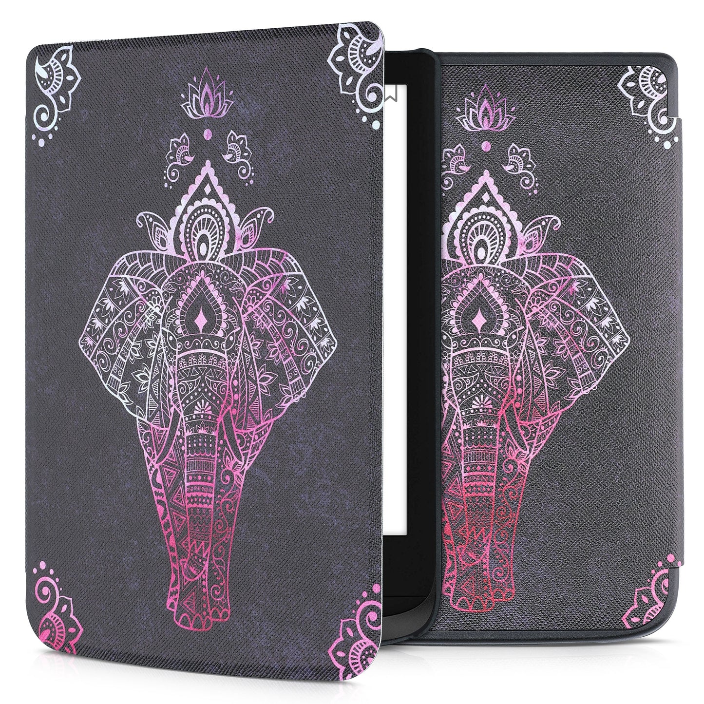 kwmobile Schutzhülle für Pocketbook Touch Lux 4/5/Touch HD 3/Color (2020)/ Vivlio Lux 5 Hülle - eReader Flip Case mit Auto Sleep Funktion - Farbrausch