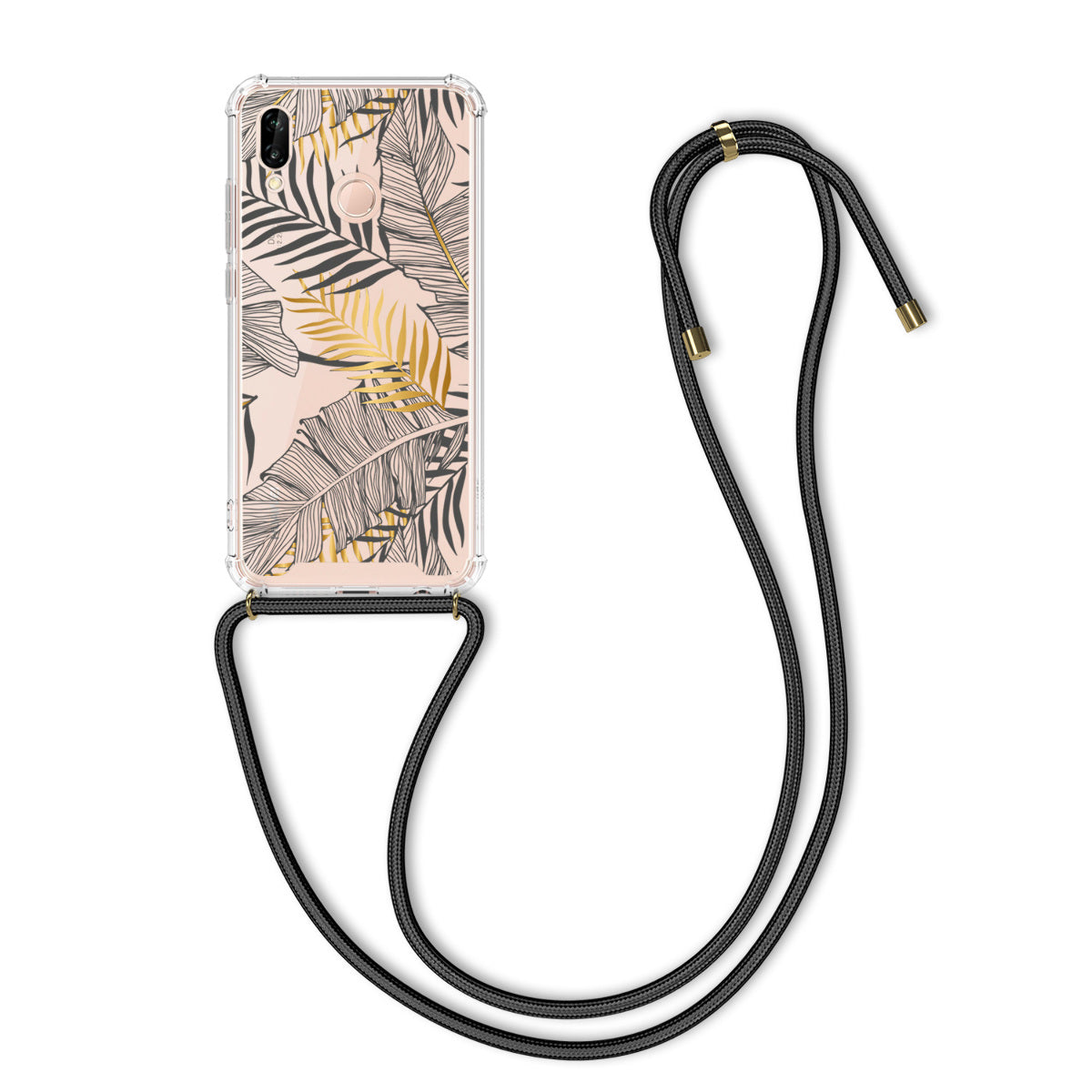 kwmobile Necklace Case kompatibel mit Huawei P20 Lite Hülle Silikon Cover mit Handykette Kirschblütenblätter
