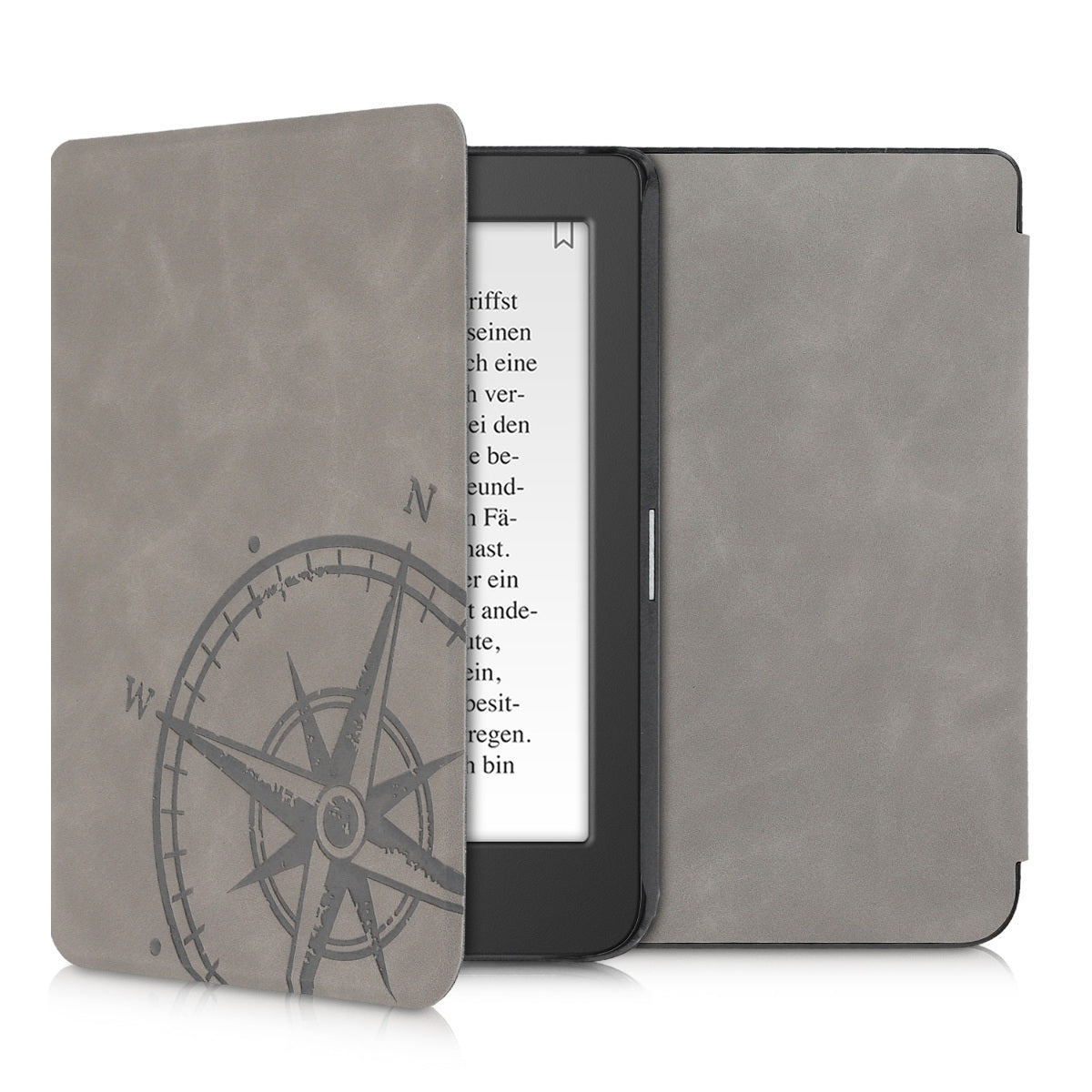 kwmobile Schutzhülle für Tolino Page 2 Hülle - eReader Case aus Kunstleder mit Auto Sleep Funktion - Herz Brush