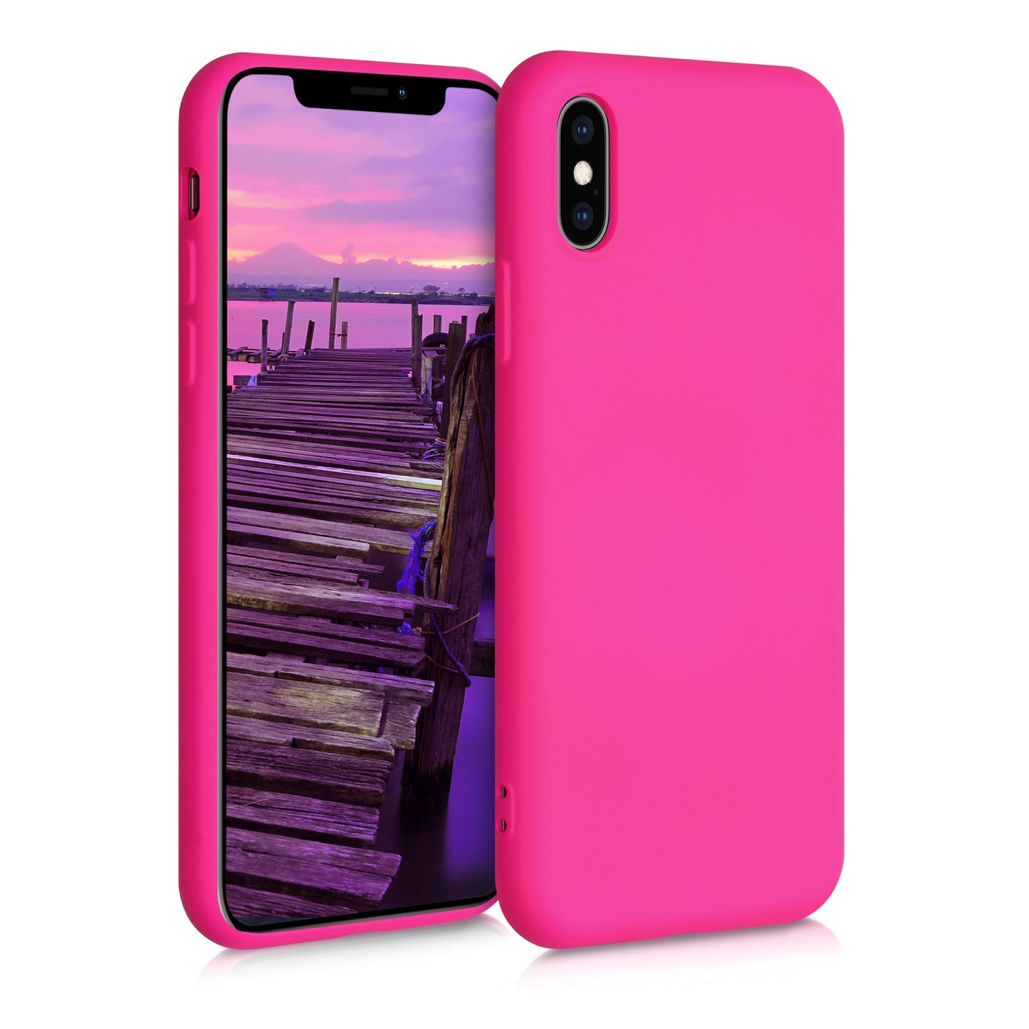 kwmobile Hülle kompatibel mit Apple iPhone XS Hülle - gummierte Silikon Handyhülle - Schutzhülle für kabelloses Laden - Case