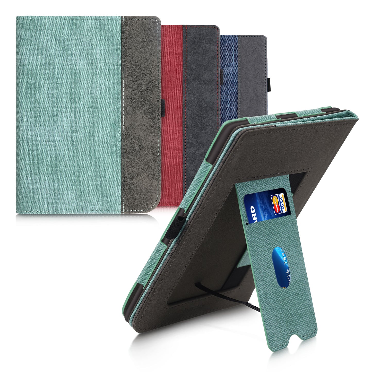 kwmobile Hülle kompatibel mit Pocketbook InkPad 3 / 3 Pro / Color / Vivlio InkPad 3 Hülle - Flip Case mit Handschlaufe - Kunstleder Cover