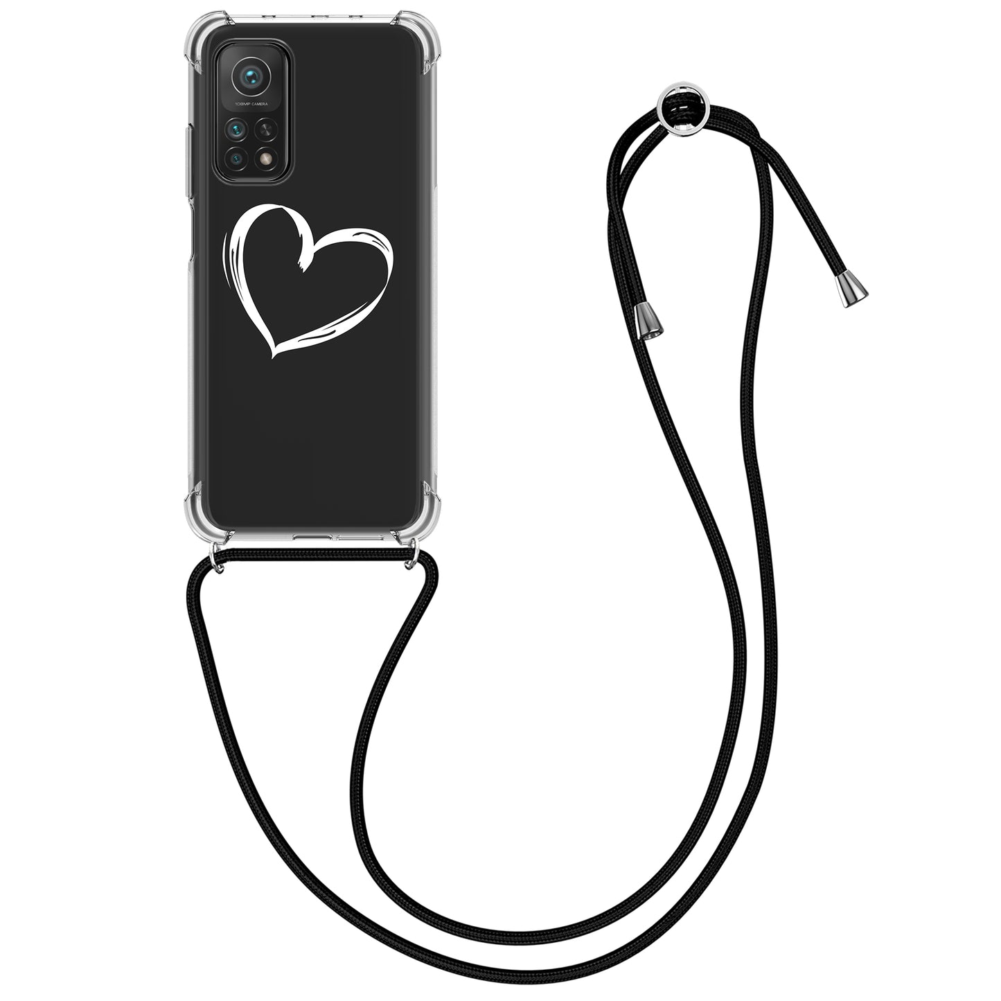 kwmobile Necklace Case kompatibel mit Xiaomi Mi 10T / Mi 10T Pro Hülle - Silikon Cover mit Handykette Transparent Dschungel