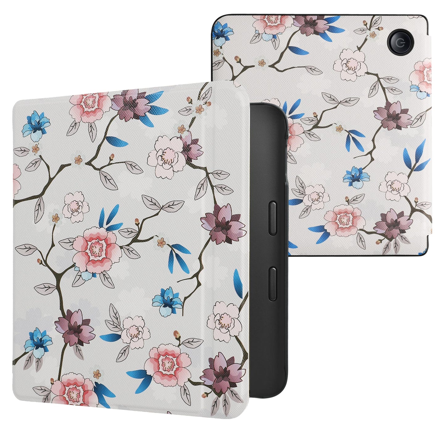 kwmobile Schutzhülle für Kobo Libra 2 Hülle - eReader Flip Case mit Auto Sleep Funktion - Galaxie Baum Wiese