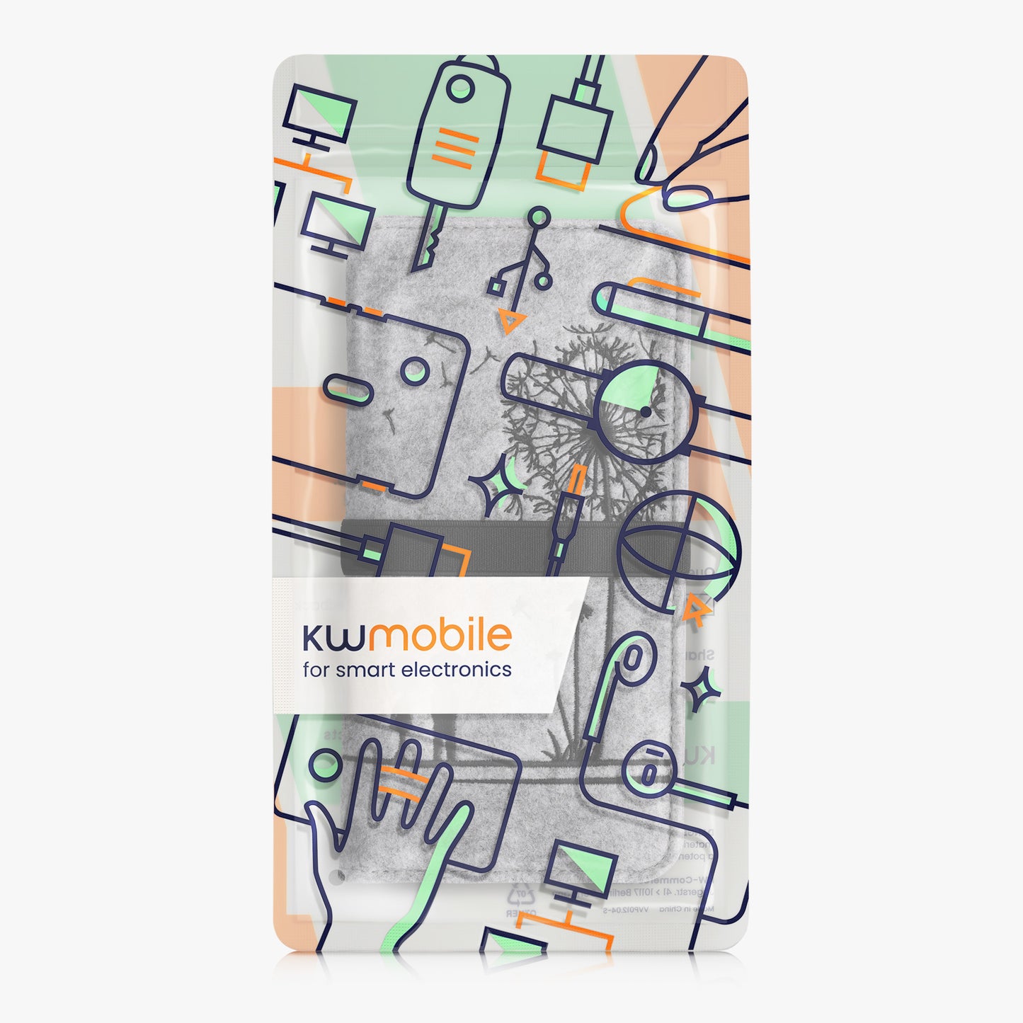 kwmobile Tasche für Smartphones mit Gummiband Schutztasche Pusteblume Love 17,2 x 8 cm Innenmaße