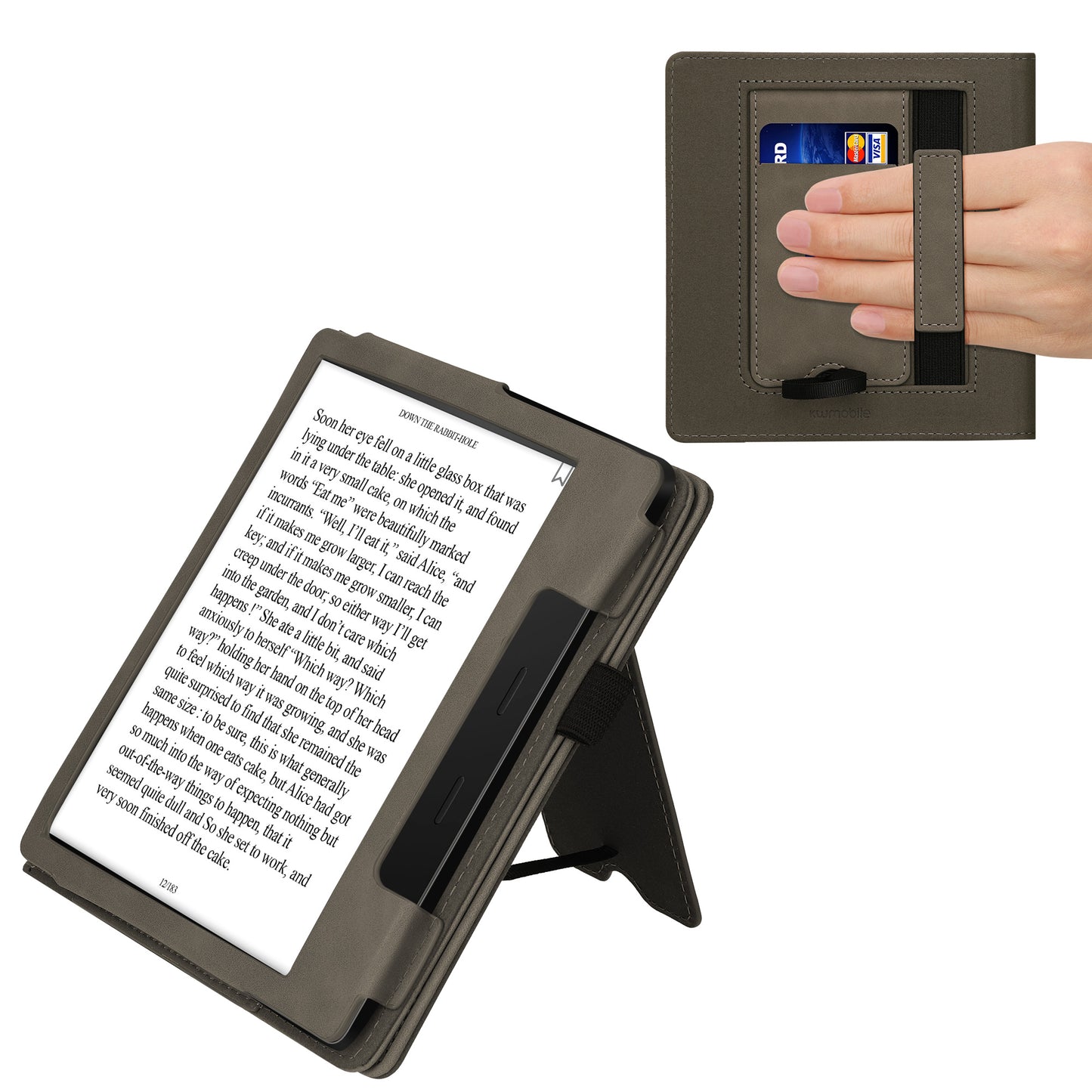 kwmobile Schutzhülle kompatibel mit Amazon Kindle Oasis 10. Generation Flip Hülle - Cover mit Handschlaufe