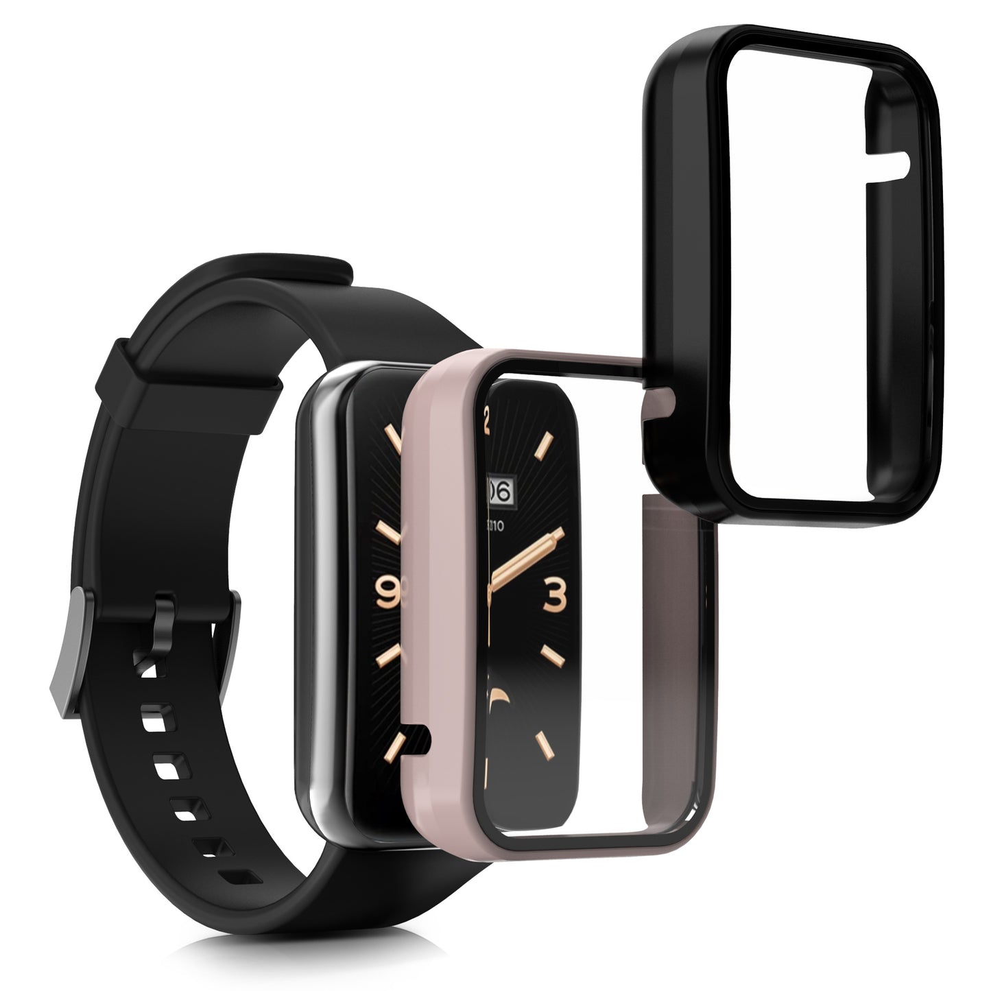 kwmobile Glas Hülle für Xiaomi Mi Band 7 Pro Schutzhülle Fullbody Fitnesstracker Case Set