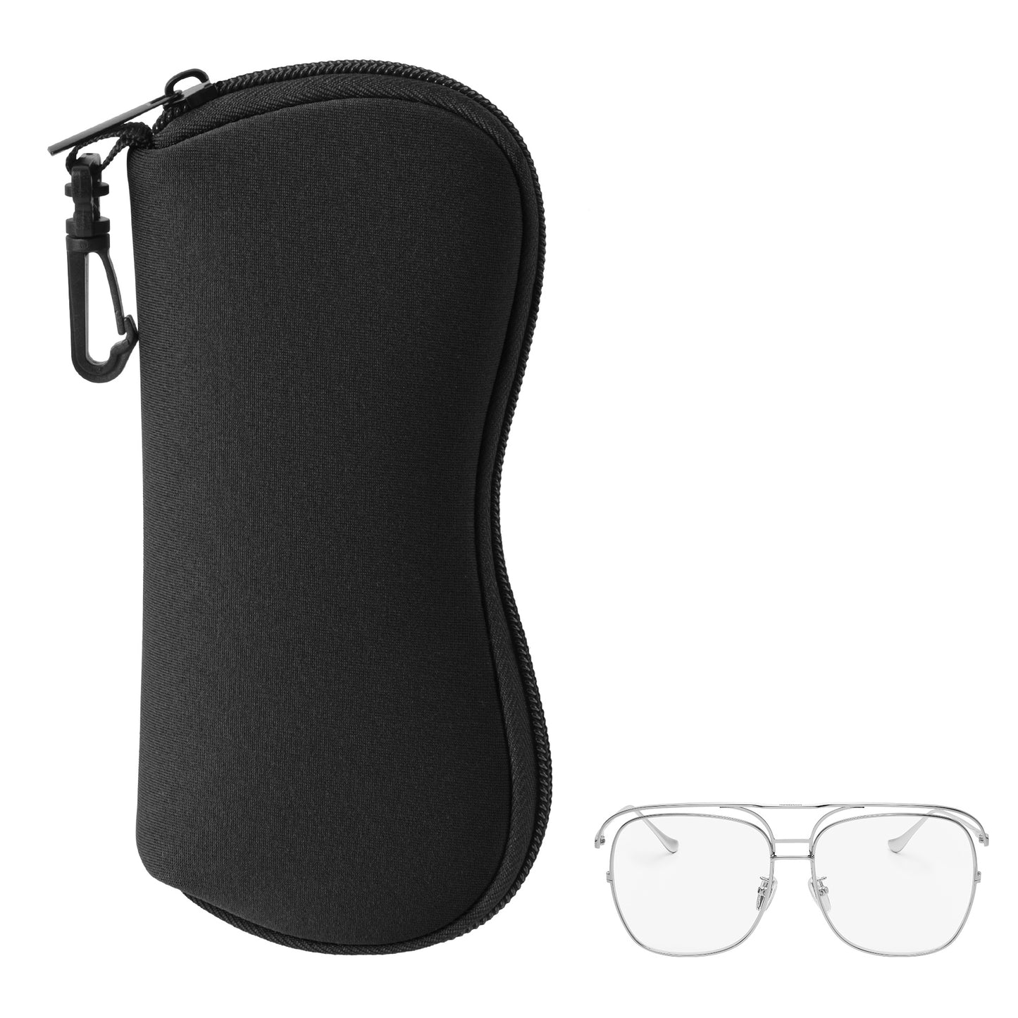 kwmobile Brillenetui - weiche Tasche für Brille oder Sonnenbrille - Etui Case mit Karabiner zum Anhängen