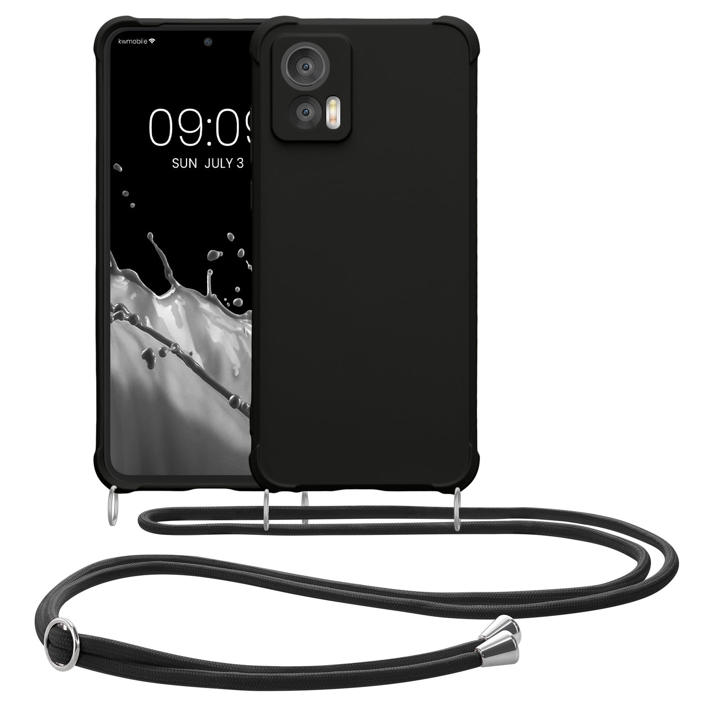 kwmobile Necklace Case kompatibel mit Motorola Edge 30 Neo Hülle - Cover mit Kordel zum Umhängen - Silikon Schutzhülle