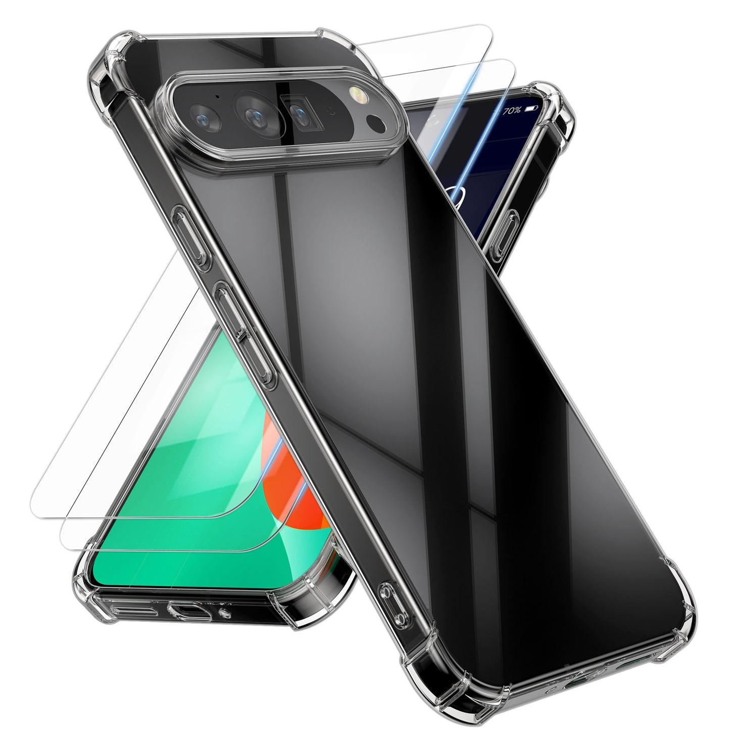 kalibri Hülle kompatibel mit Google Pixel 10 Pro XL Case - Handyhülle mit 2x Glas Schutz Folie - Cover Handyhülle
