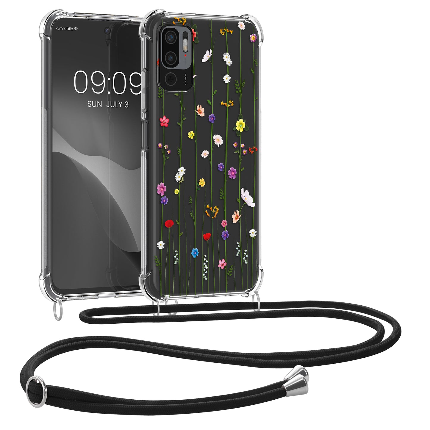 kwmobile Necklace Case kompatibel mit Xiaomi Redmi Note 10 5G Hülle Silikon Cover mit Handykette