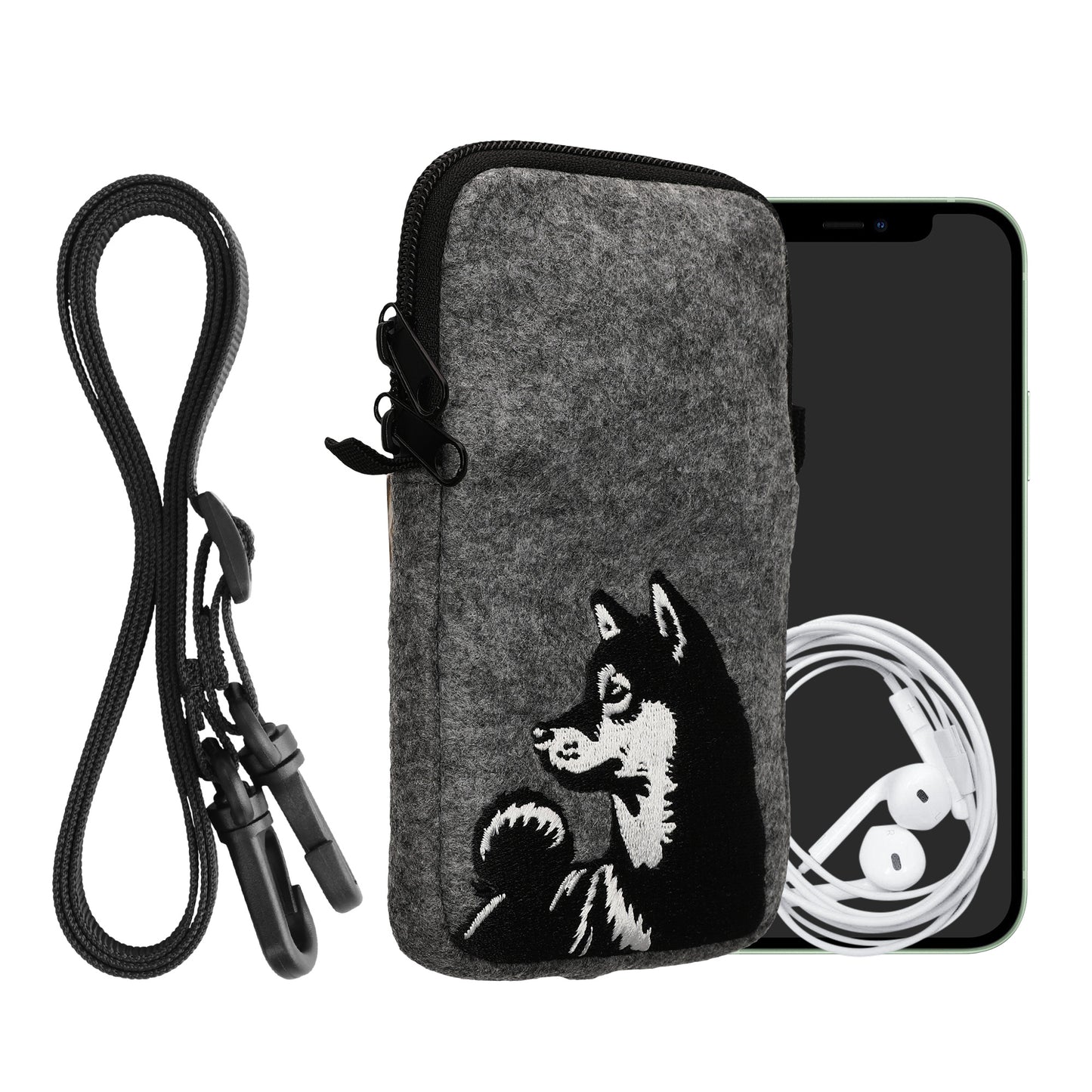 kwmobile Handytasche für Smartphones 6,5" Handy Hülle mit Kette 16,5 x 8,9 cm Innenmaße Don’t touch my Phone