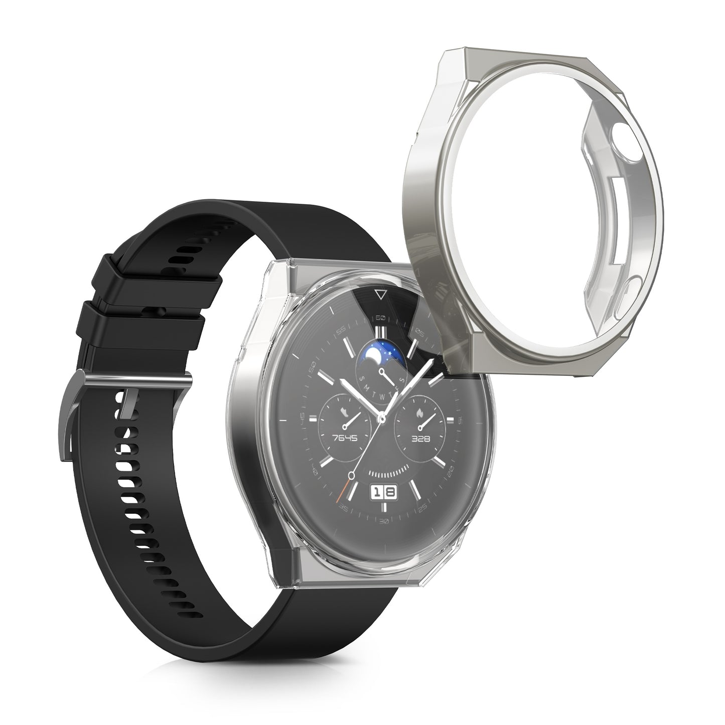 kwmobile Silikon Hülle für Huawei Watch GT3 Pro (46mm) Schutzhülle Fullbody Display Cover Set