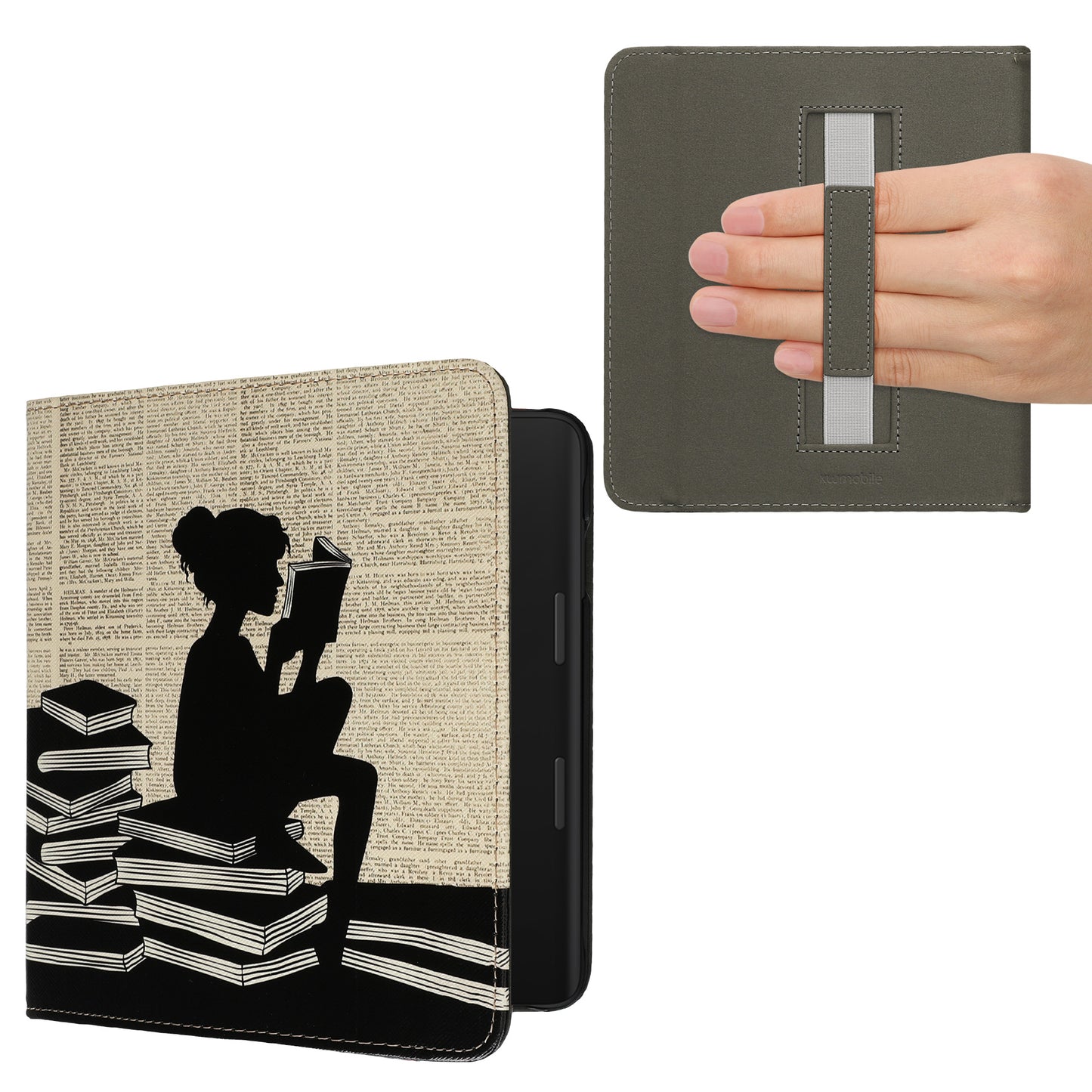 kwmobile Schutzhülle für Tolino Epos 3 Hülle - eReader Flip Case mit Handschlaufe und Auto Sleep Funktion