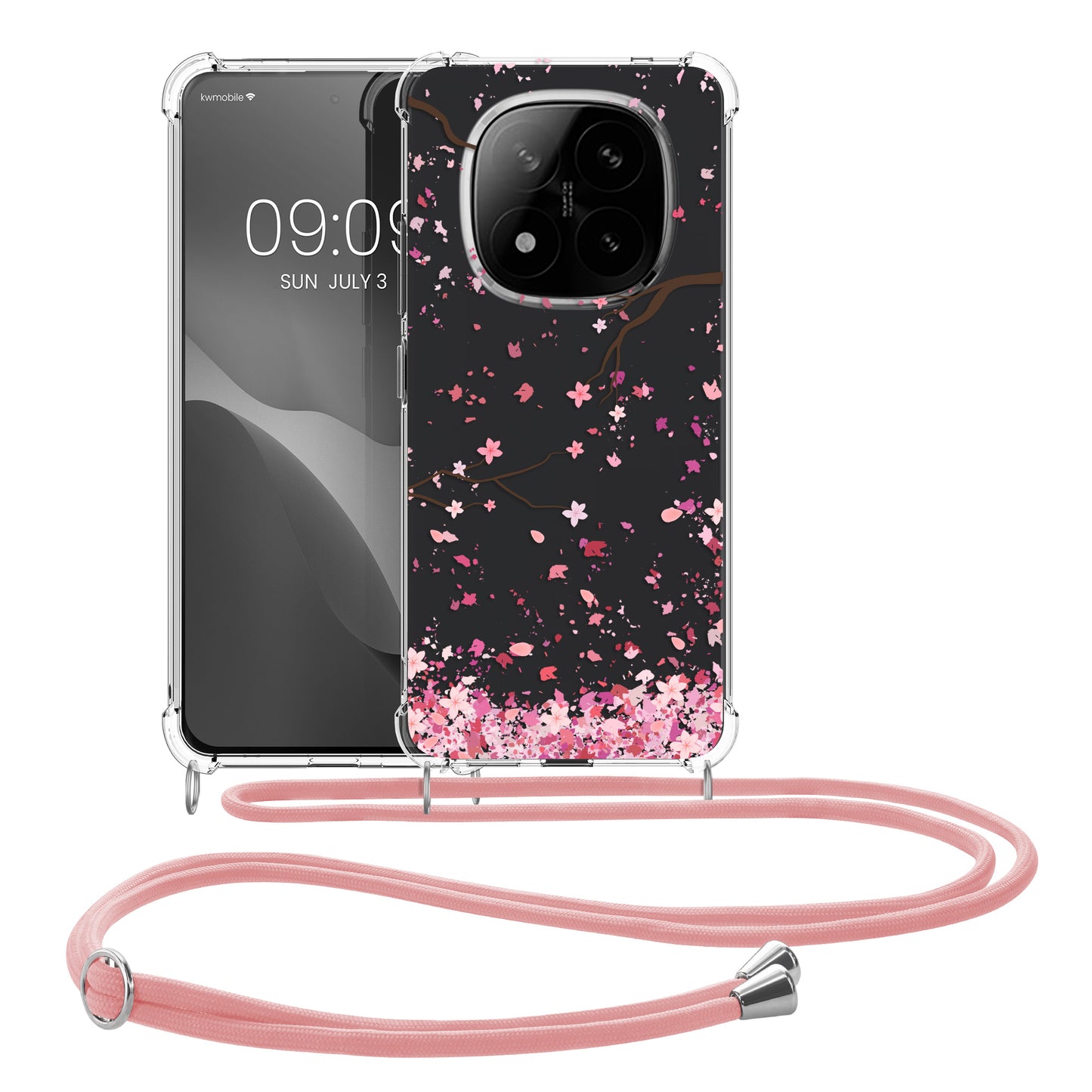 kwmobile Necklace Case kompatibel mit Xiaomi Redmi Note 14 Pro+ 5G / Redmi Note 14 Pro Plus 5G Hülle Silikon Cover mit Handykette