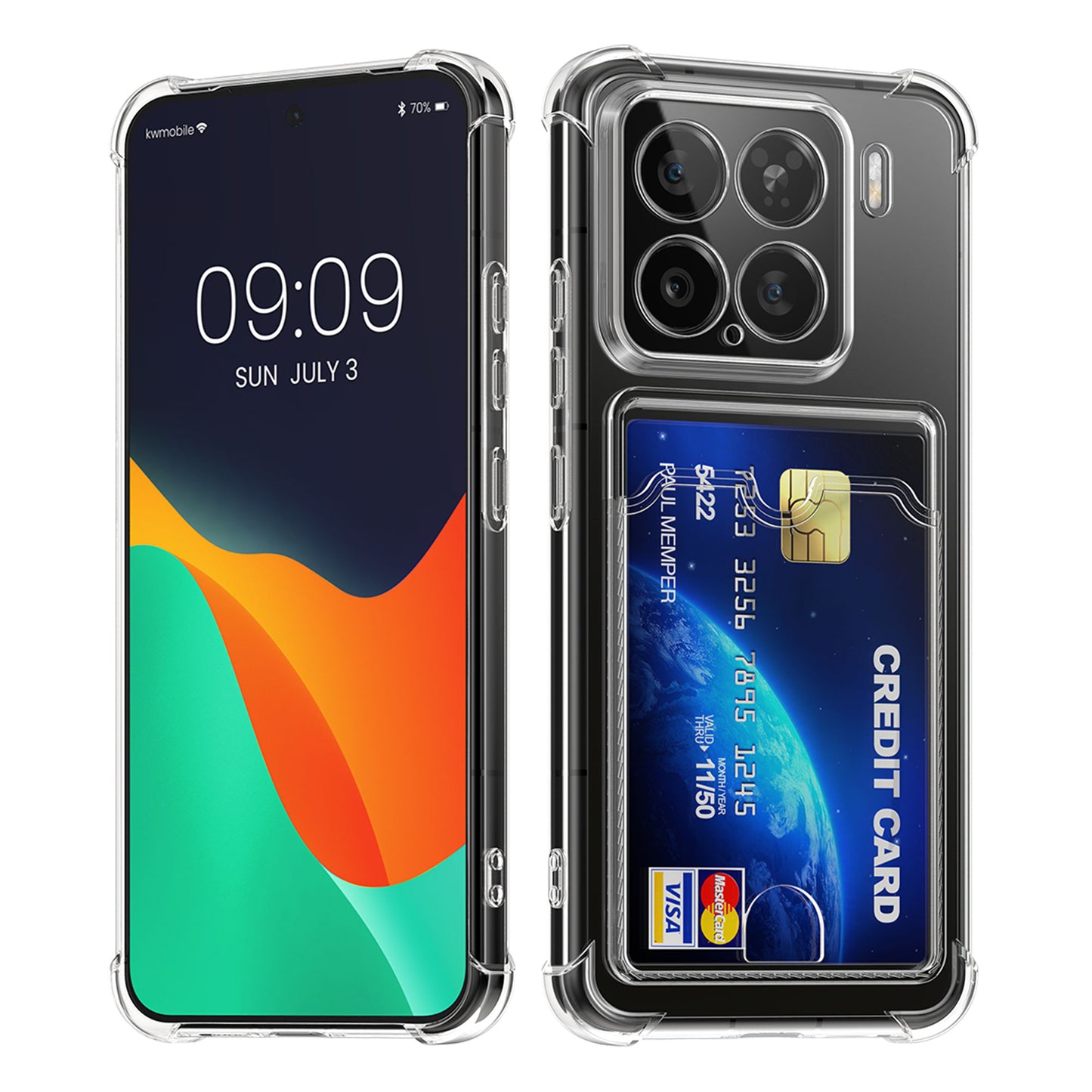 kwmobile Hülle mit Kartenfach kompatibel mit Xiaomi 15 - Handyhülle mit Kartenfach - Soft Case - Schutzhülle