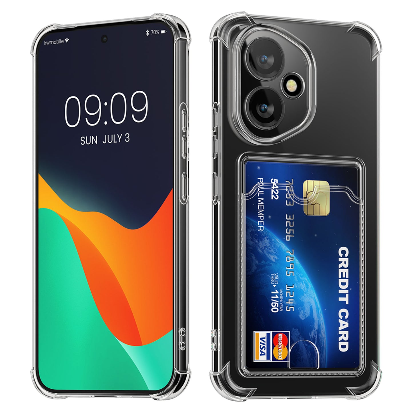 kwmobile Hülle mit Kartenfach kompatibel mit HONOR 400 - Handyhülle mit Kartenfach - Soft Case - Schutzhülle