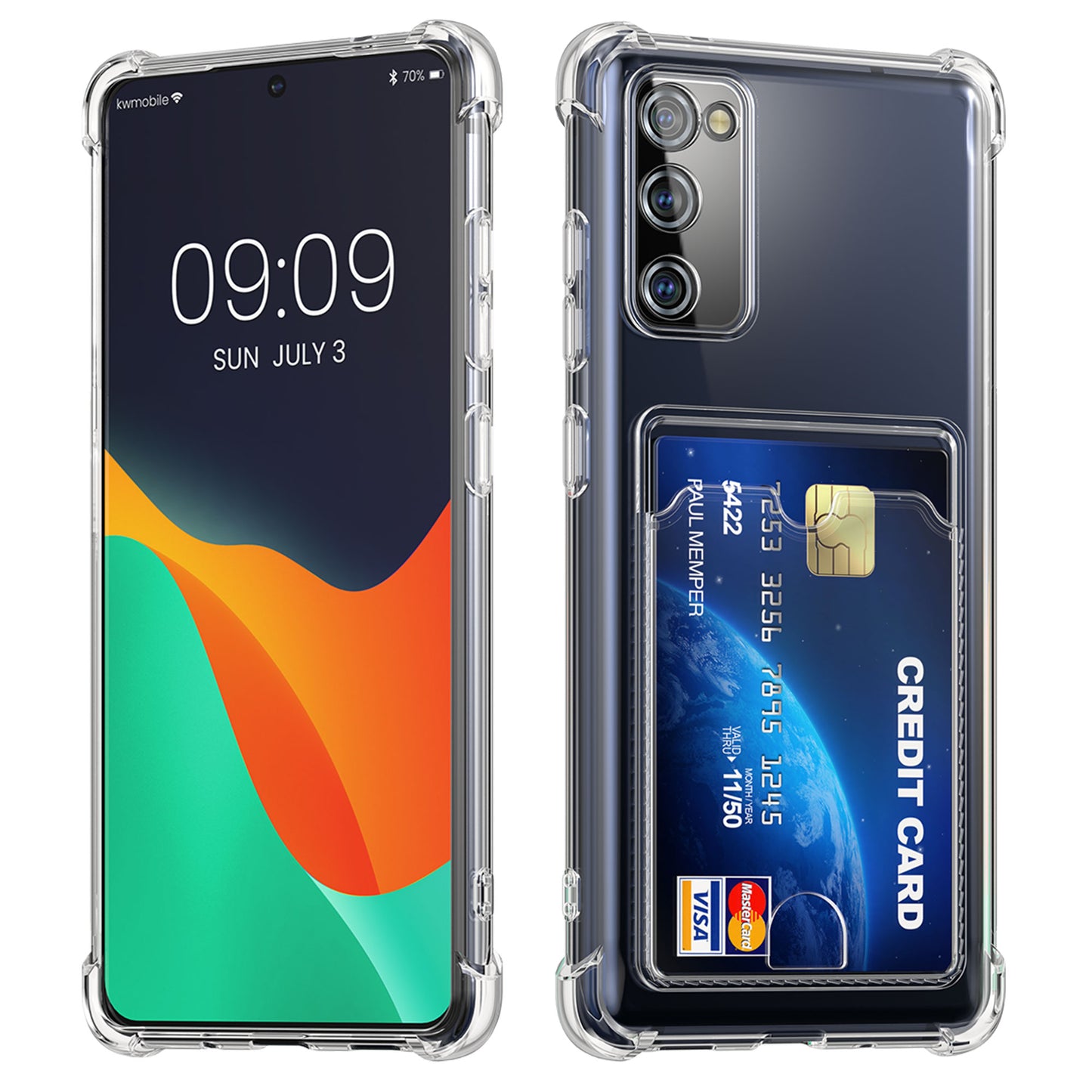kwmobile Hülle mit Kartenfach kompatibel mit Samsung Galaxy S20 FE Soft Case Schutzhülle