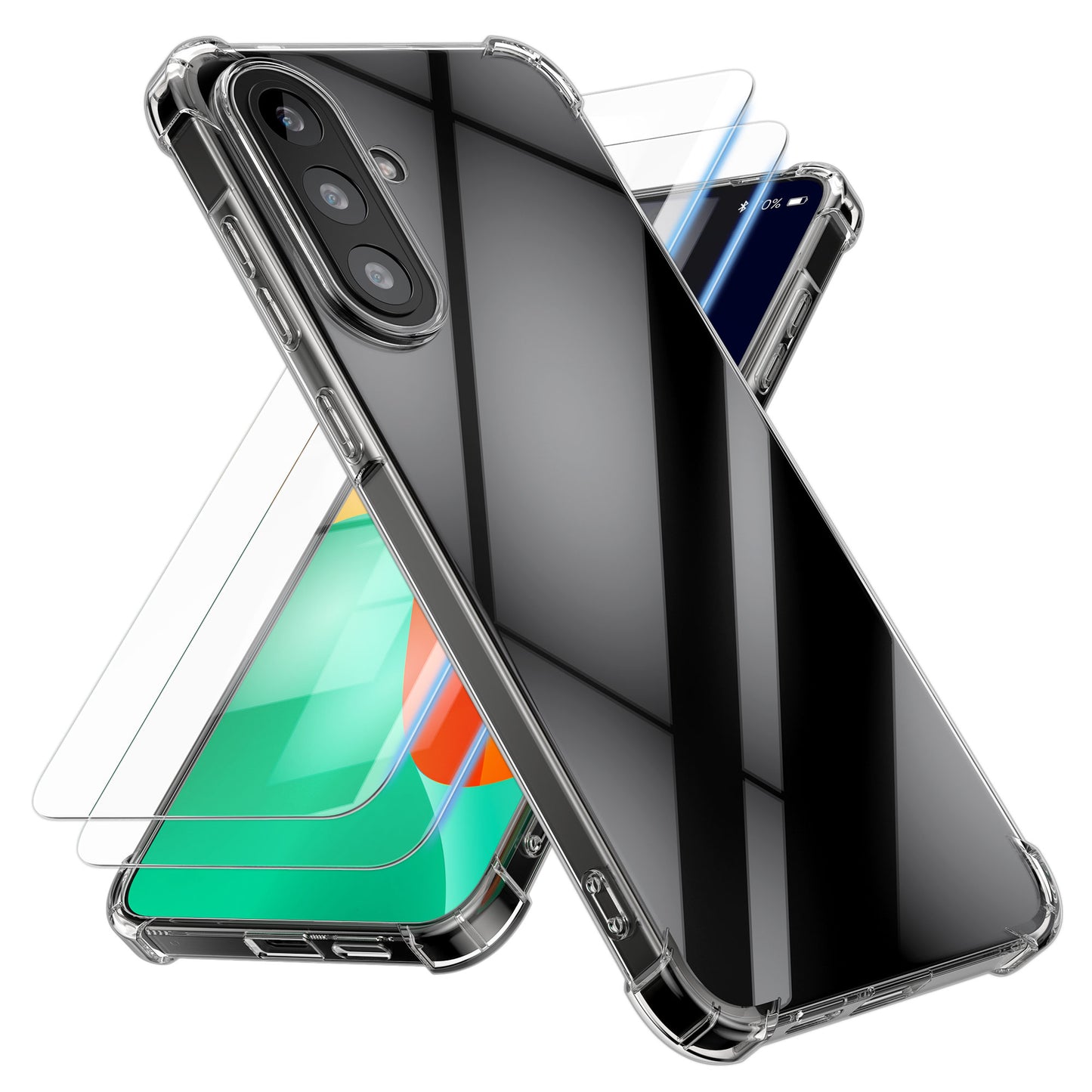 kwmobile Hülle kompatibel mit Samsung Galaxy A57 5G Case - Handyhülle mit 2x Glas Schutz Folie