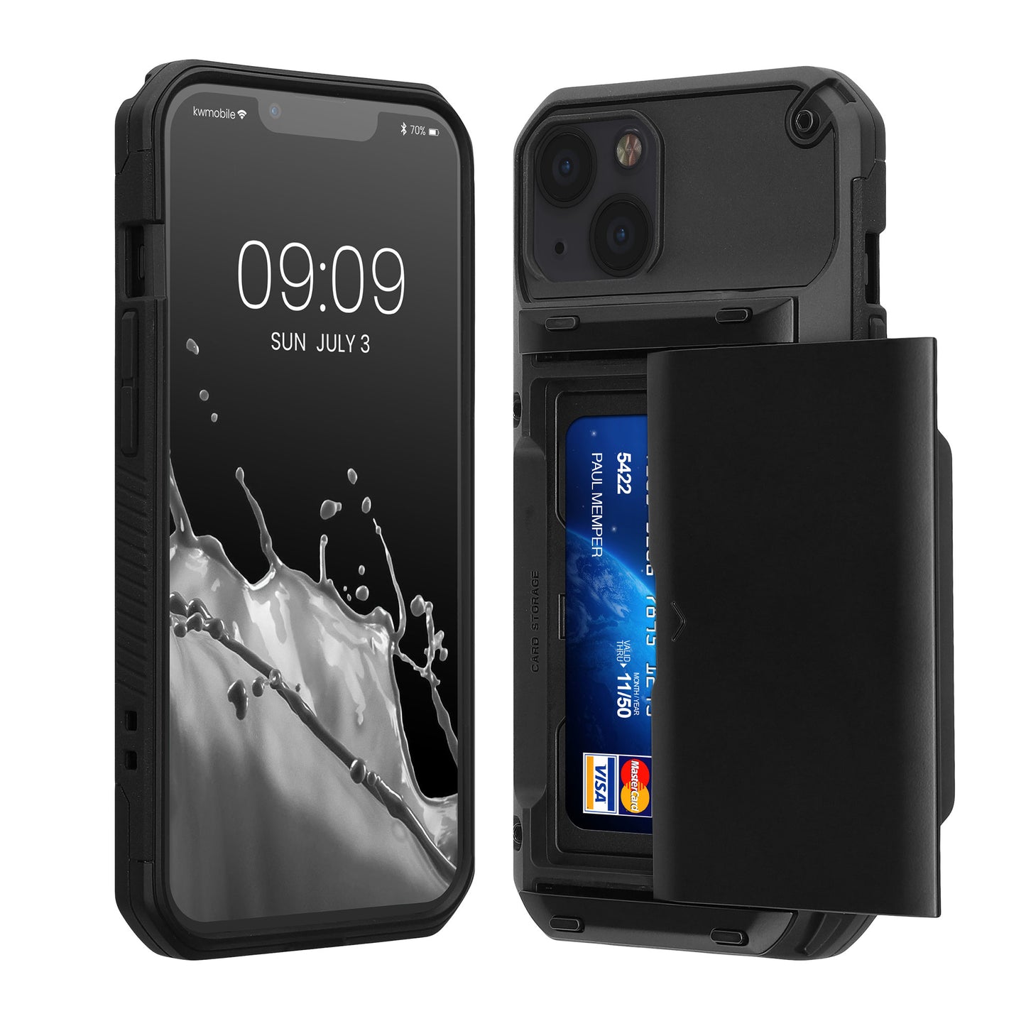 kwmobile Premium Handyhülle kompatibel mit Apple iPhone 13 Smartphone Schutzhülle mit Kartenfach für bis zu 4 Karten