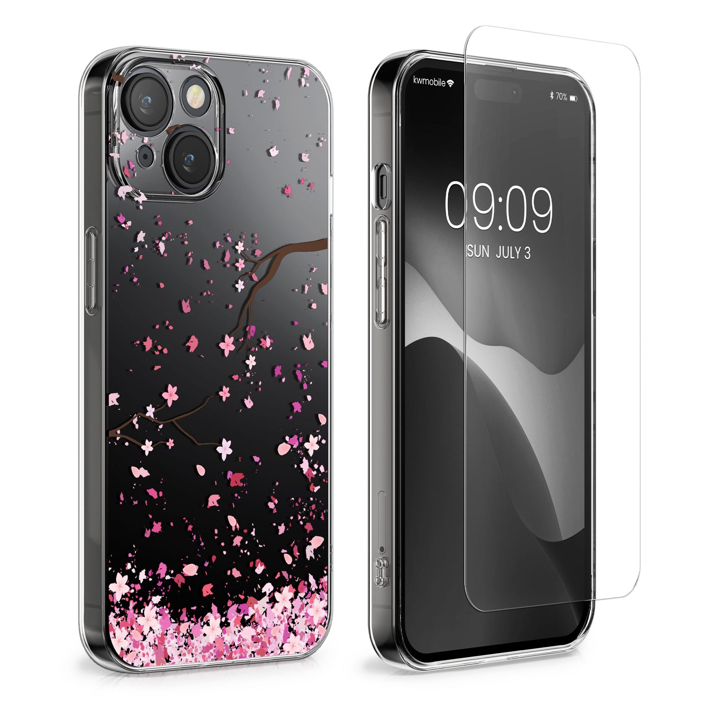 kwmobile Hülle kompatibel mit Apple iPhone 15 Handyhülle Mit Glas Schutzfolie