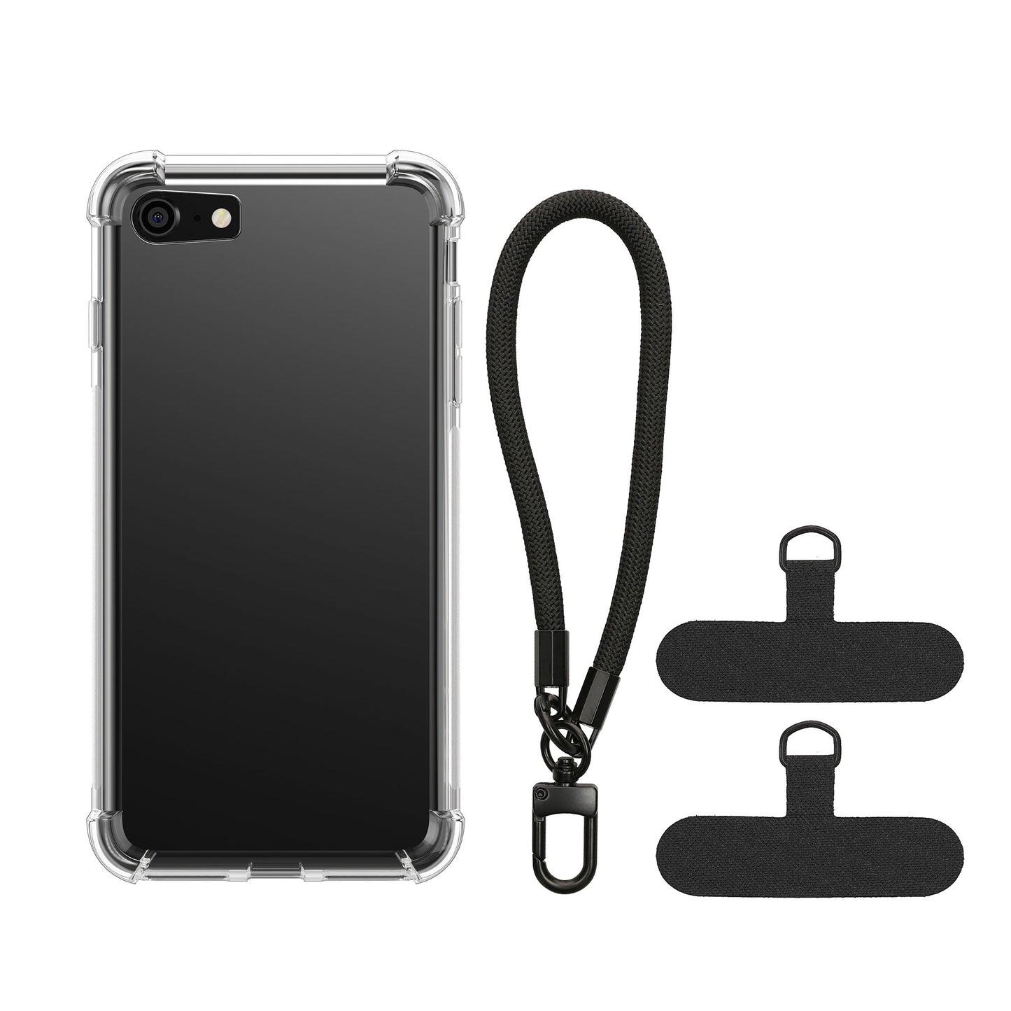 kwmobile Handy Case kompatibel mit Apple iPhone SE (2022 / 2020) / iPhone 8 / 7 Hülle - Schutzhülle mit Kantenschutz und abnehmbarem Armband inkl. 2 Pads