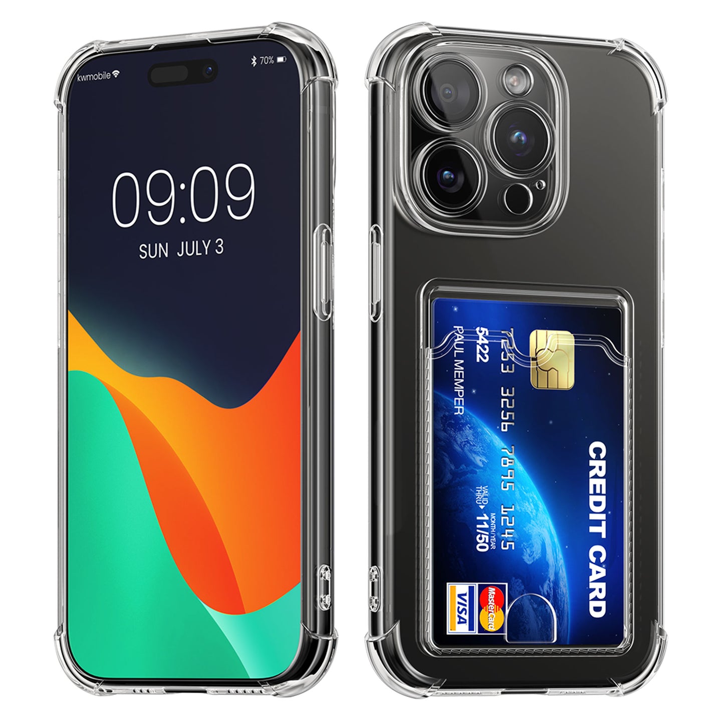 kwmobile Hülle mit Kartenfach kompatibel mit Apple iPhone 15 Pro Max Soft Case Schutzhülle