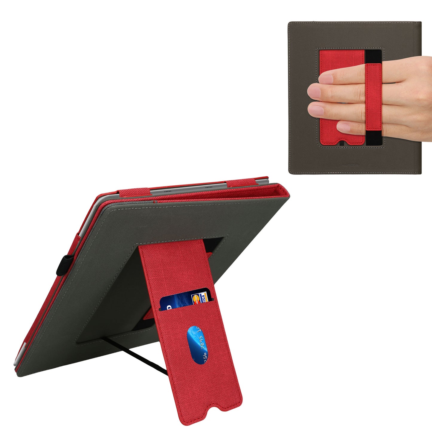 kwmobile Hülle kompatibel mit Pocketbook InkPad Eo / Bigme InkNote Color+ Hülle - Flip Case mit Handschlaufe - Kunstleder Cover