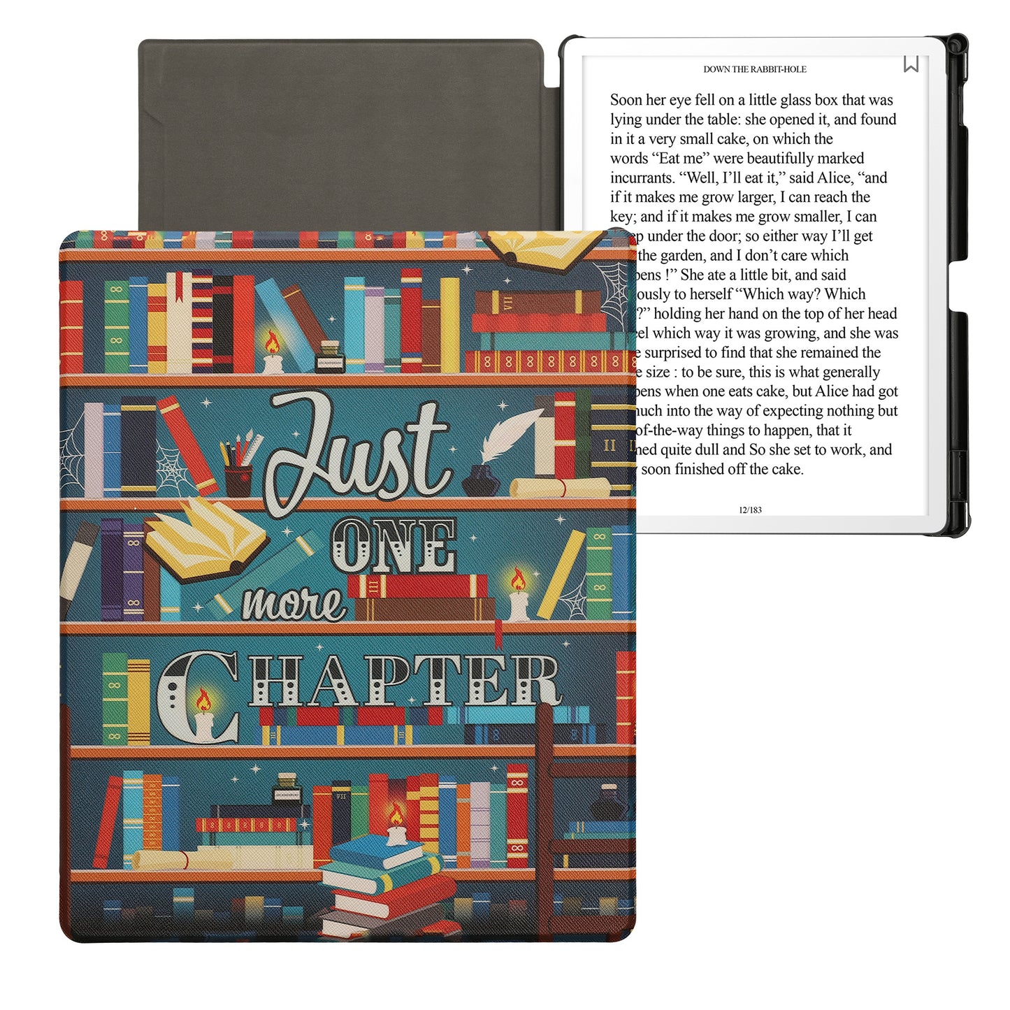 kwmobile Schutzhülle für Amazon Kindle Scribe 11" (2025) Hülle - eReader Flip Case mit Auto Sleep Funktion - Bibliothek Motto
