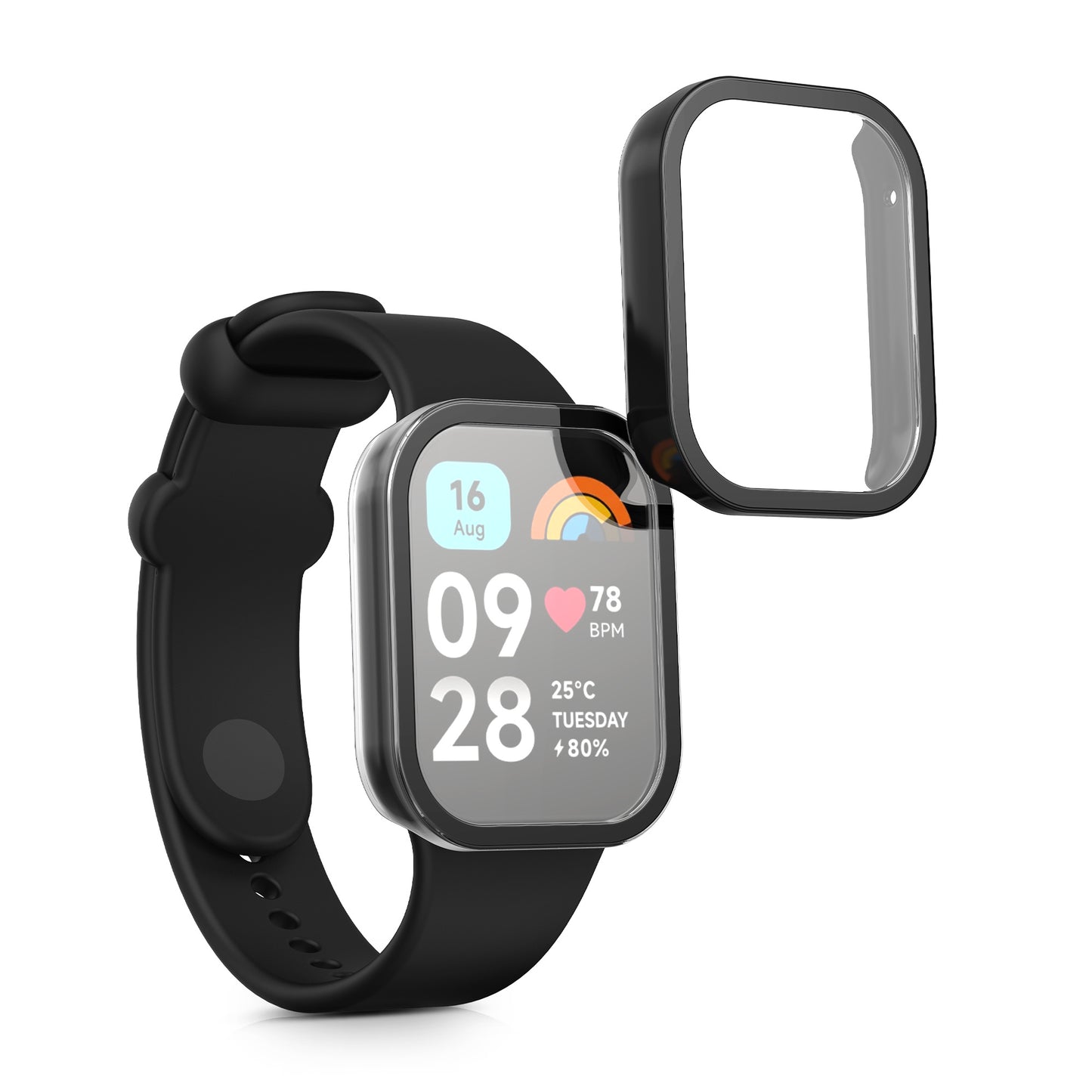 kwmobile Glas Hülle für Xiaomi Smart Band 8 Pro / Smart Band 9 Pro Schutzhülle Fullbody Fitnesstracker Case Set