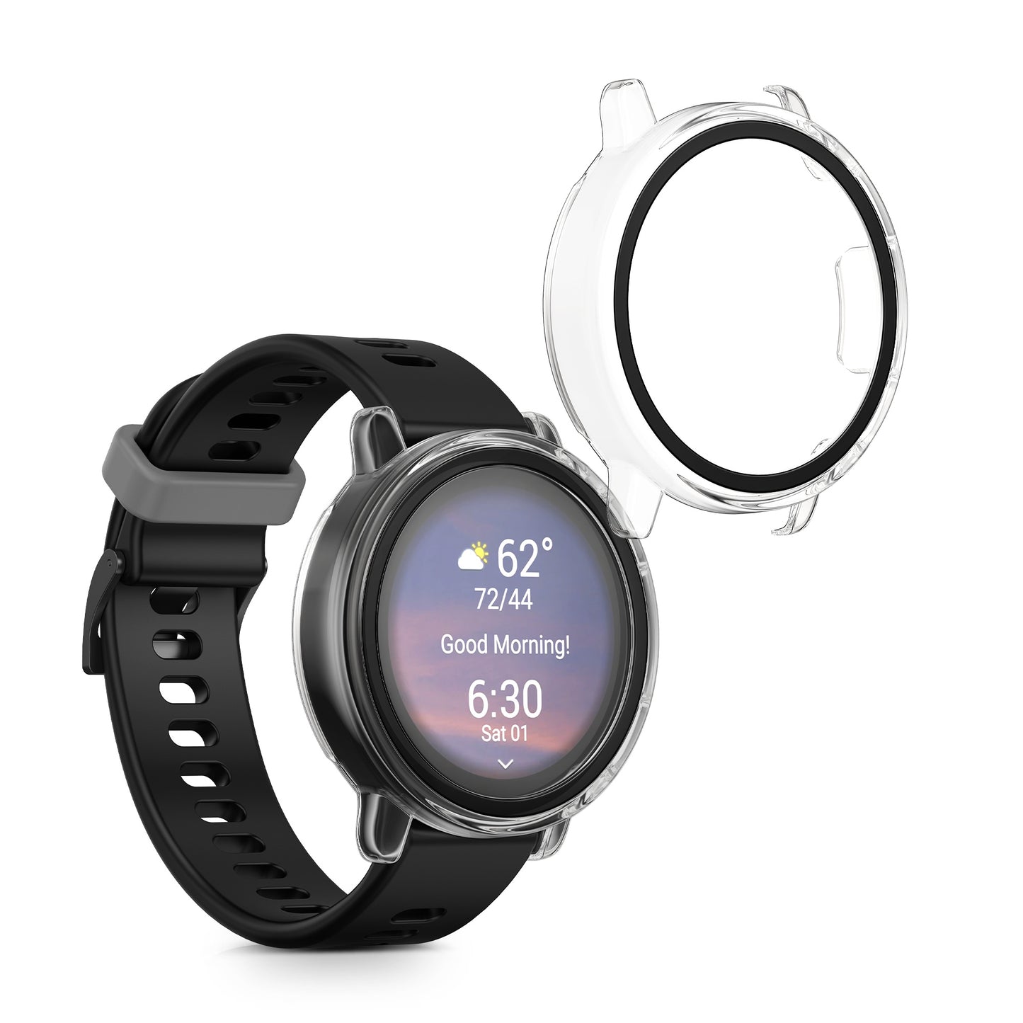 kwmobile Glas Hülle für Garmin vivoactive 5 / active 5 Schutzhülle Fullbody Fitnesstracker Case Set