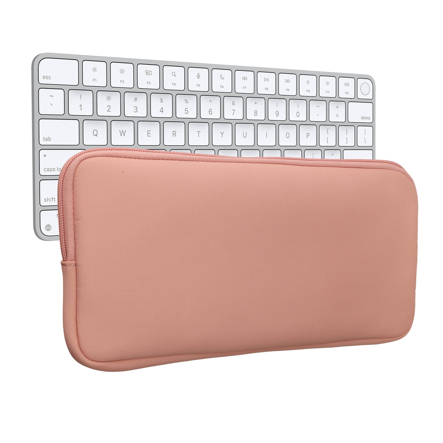kwmobile Bluetooth Tastatur Cover kompatibel mit Apple Magic Keyboard Hülle - Nylon Schutzhülle für Keyboard - Nylon Tasche mit Zipper - Pastell Pfirsich