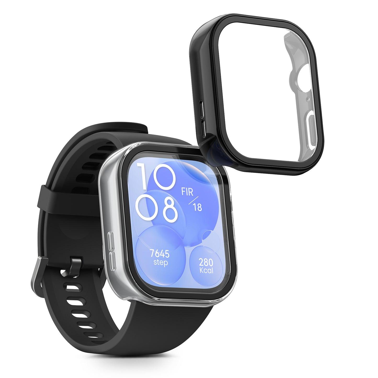 kwmobile Glas Hülle für Huawei Watch Fit 3 Schutzhülle Fullbody Fitnesstracker Case Set