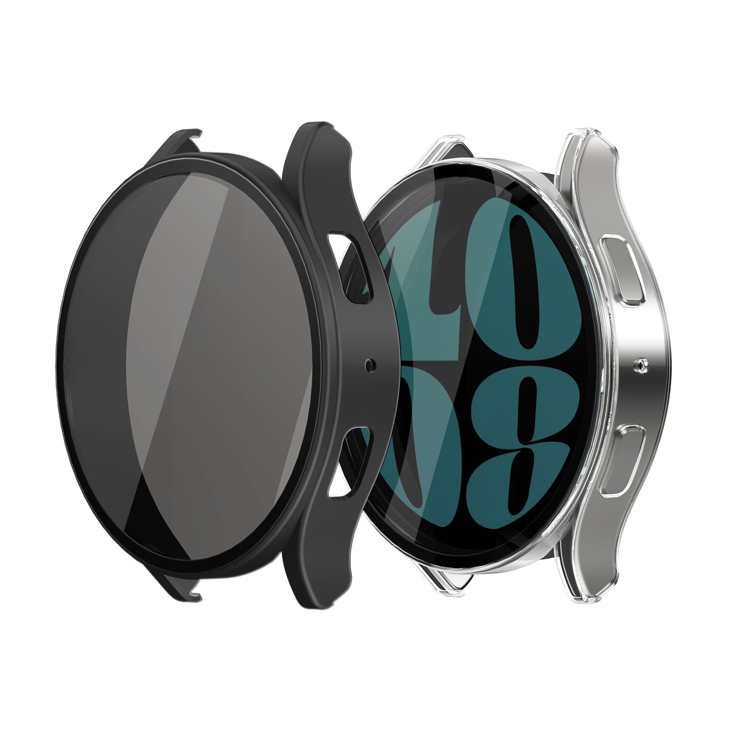 kwmobile Rundum Cover kompatibel mit Samsung Galaxy Watch 6 Hülle Fullbody Fitnesstracker Privatsphäre Case Set aus Glas