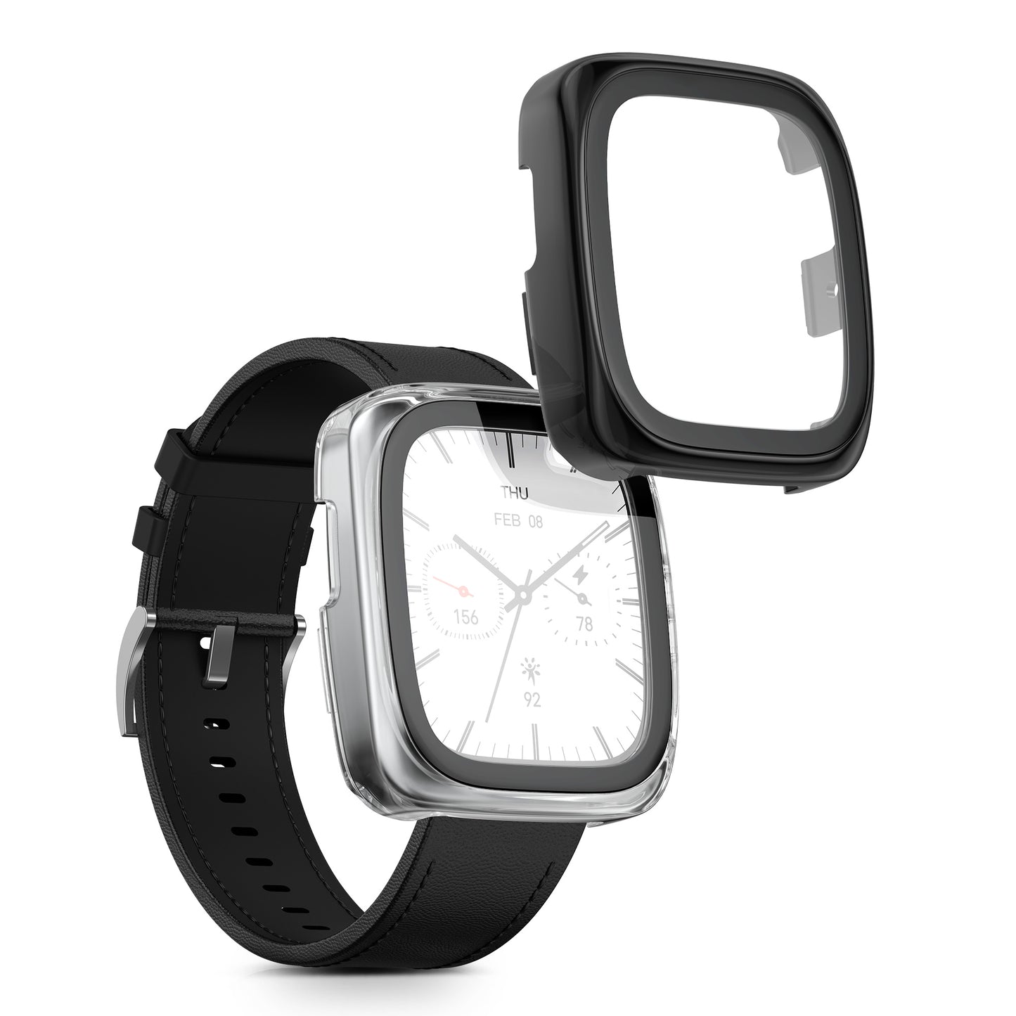 kwmobile Glas Hülle für Amazfit Active 2 Square Schutzhülle Fullbody Fitnesstracker Case Set